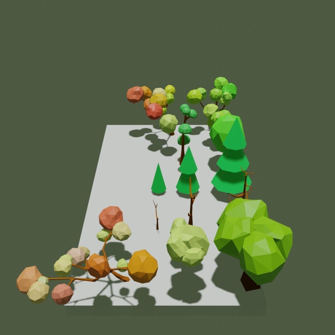 Low poly trees polygonal Low-poly 3D model_3