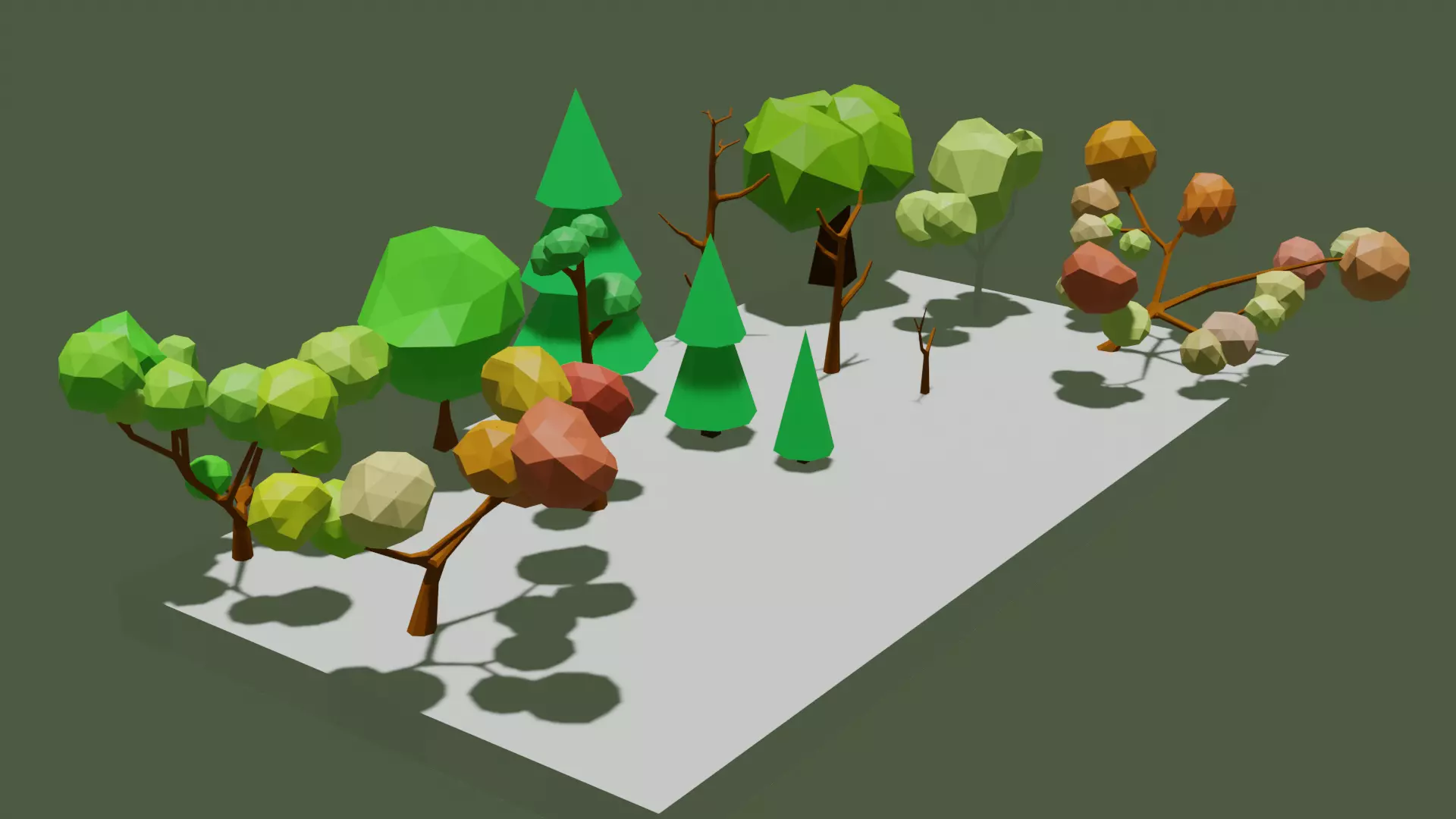 Low poly trees polygonal Low-poly 3D model_0