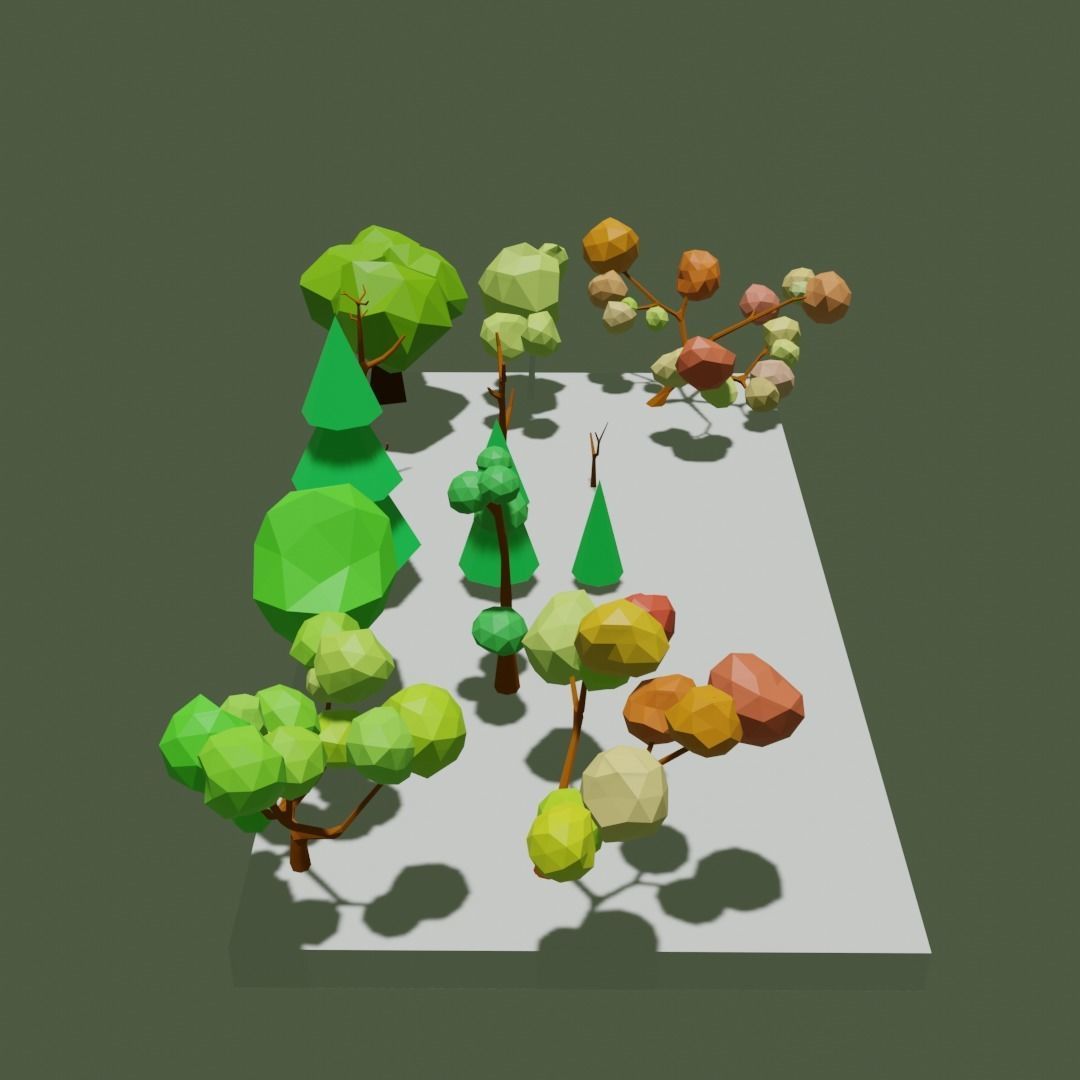 Low poly trees polygonal Low-poly 3D model_4