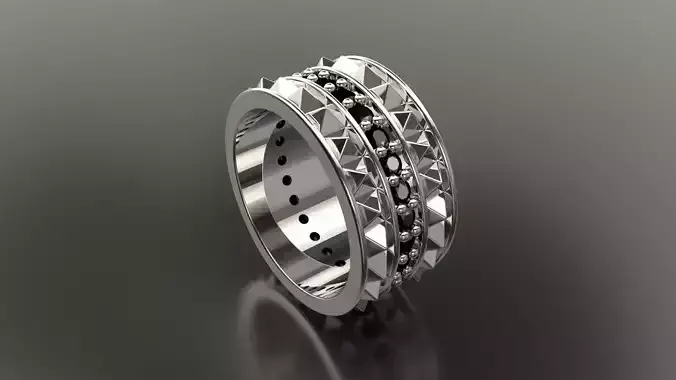 Ring Black Studs Us 6