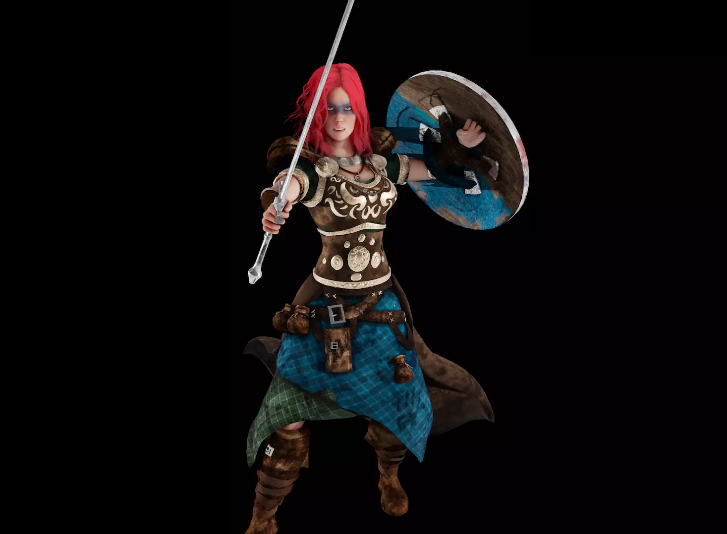 Warrior Character PBR - rigged Low-poly 3D model