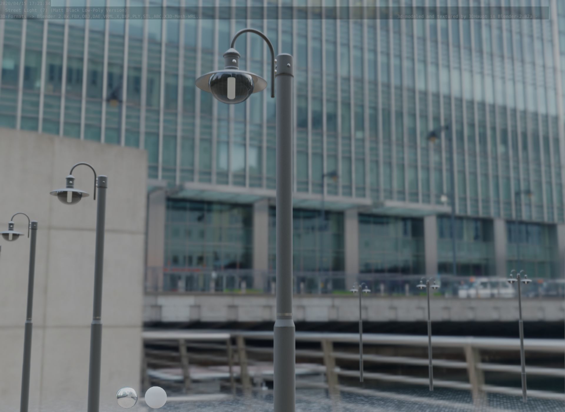 Street Light -7- Matt Black Version  3D Model Collection_9