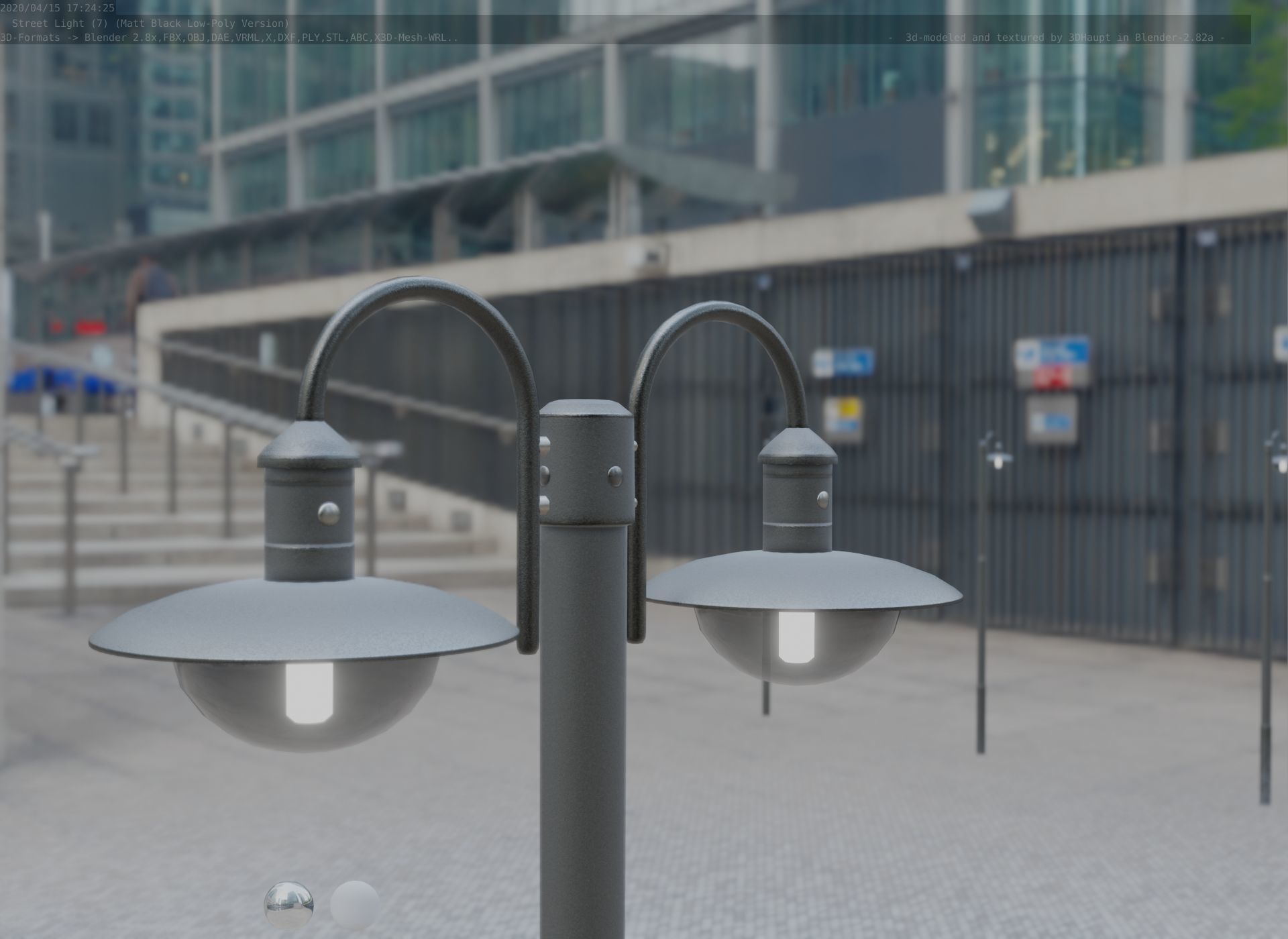 Street Light -7- Matt Black Version  3D Model Collection_47