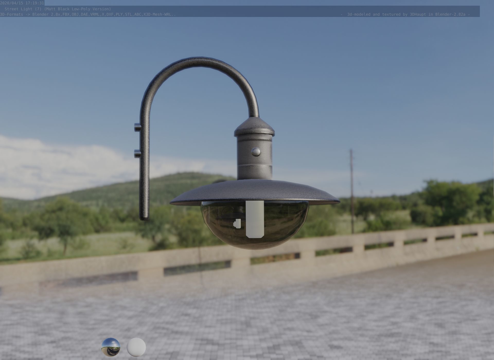 Street Light -7- Matt Black Version  3D Model Collection_112