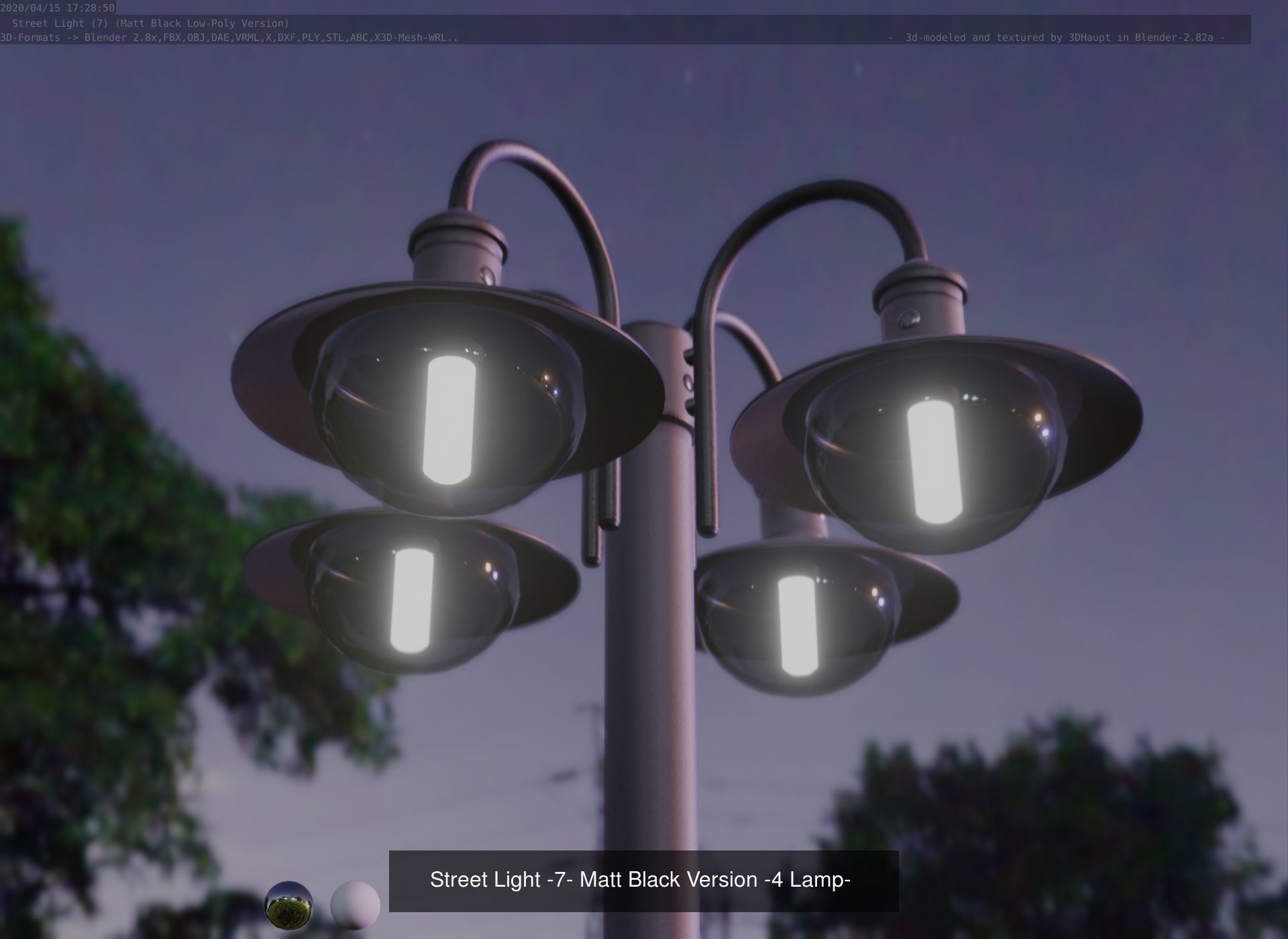 Street Light -7- Matt Black Version  3D Model Collection_5