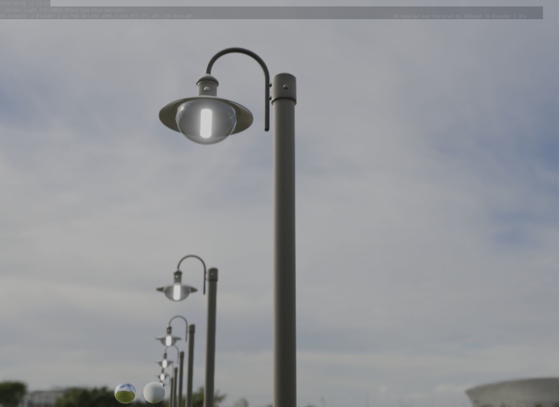 Street Light -7- Matt Black Version  3D Model Collection_12