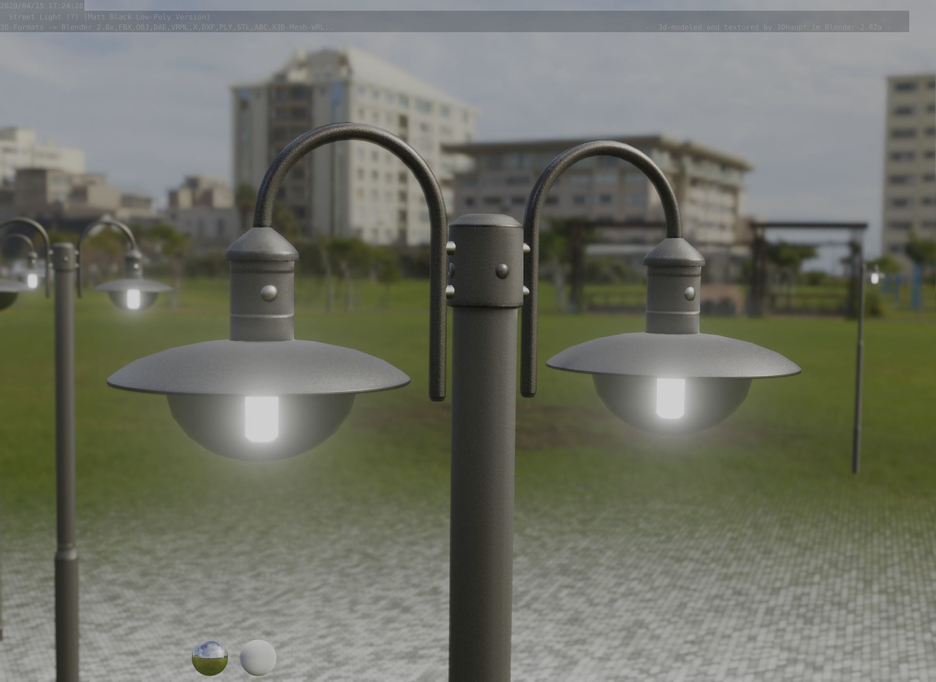 Street Light -7- Matt Black Version  3D Model Collection_48