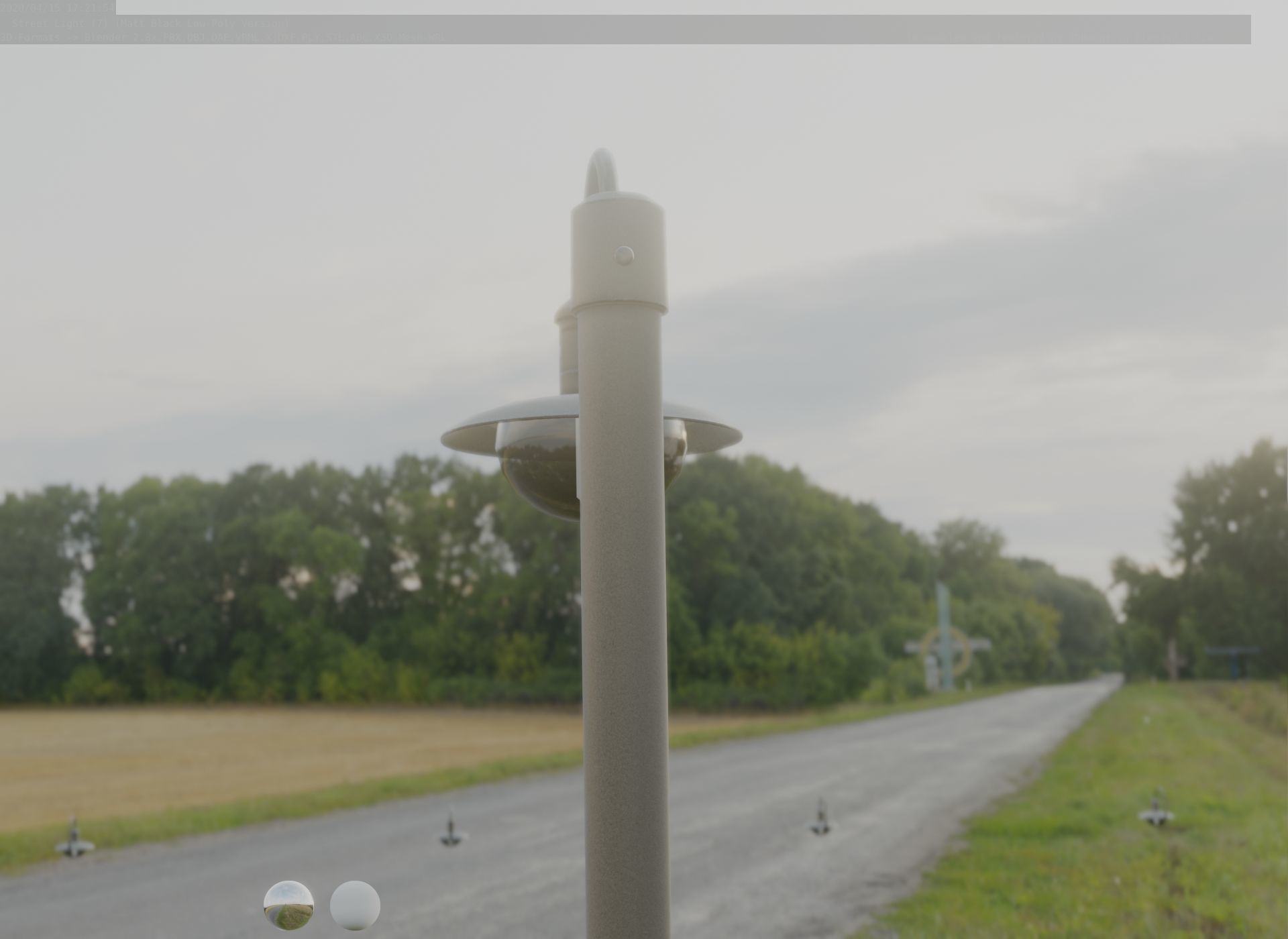 Street Light -7- Matt Black Version  3D Model Collection_22