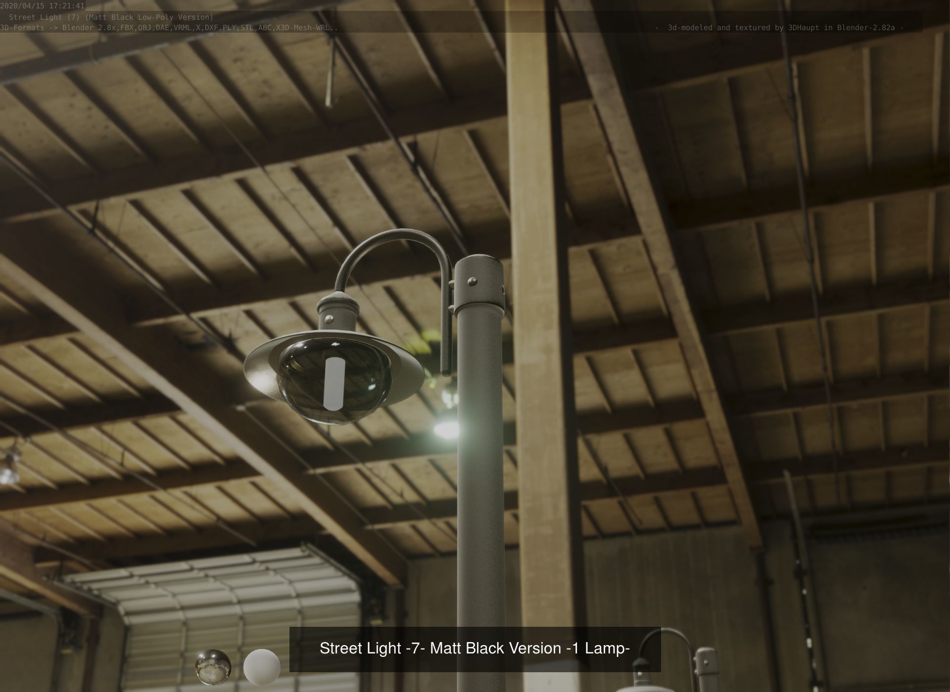 Street Light -7- Matt Black Version  3D Model Collection_3