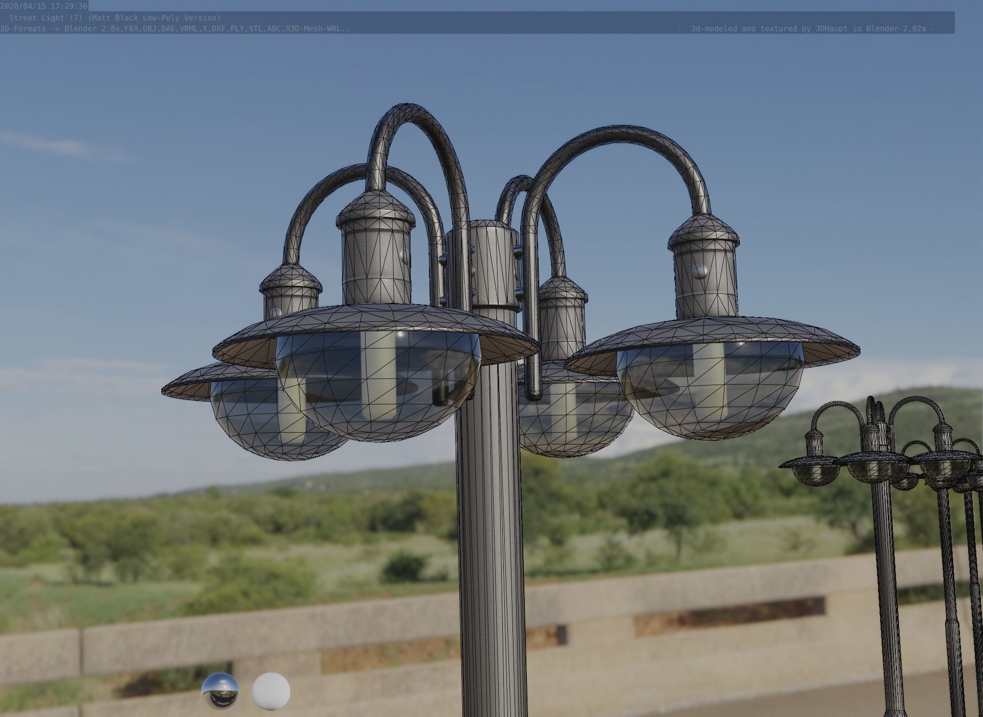 Street Light -7- Matt Black Version  3D Model Collection_89