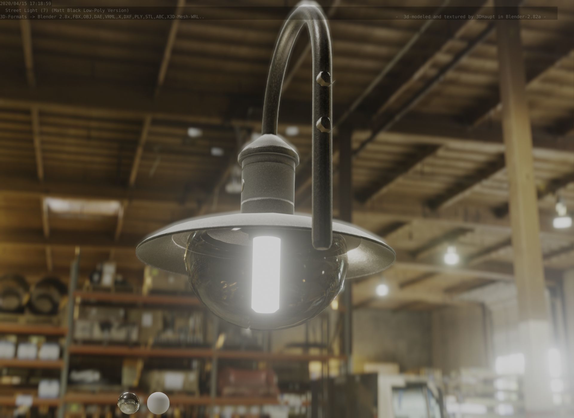 Street Light -7- Matt Black Version  3D Model Collection_95