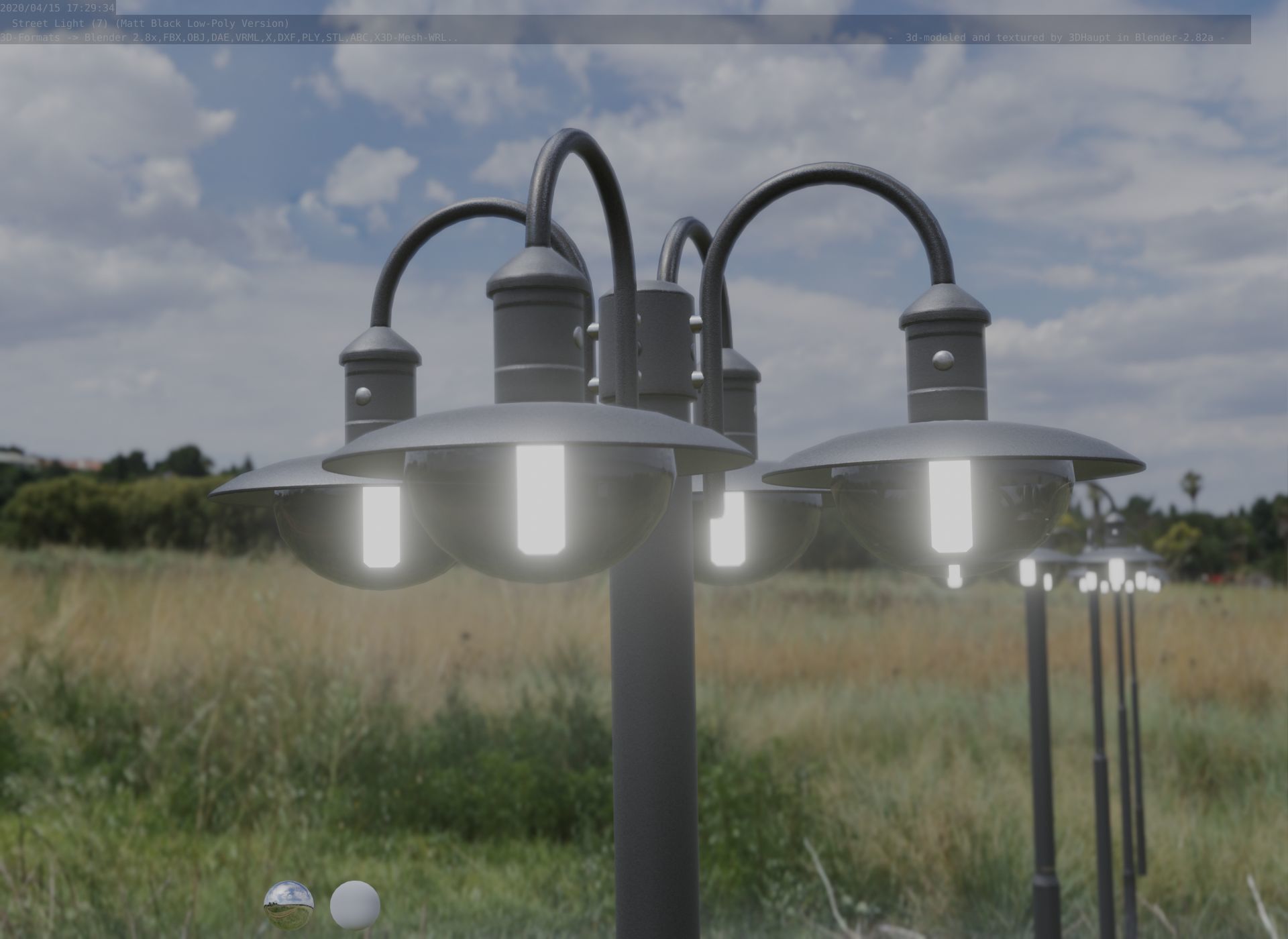 Street Light -7- Matt Black Version  3D Model Collection_87