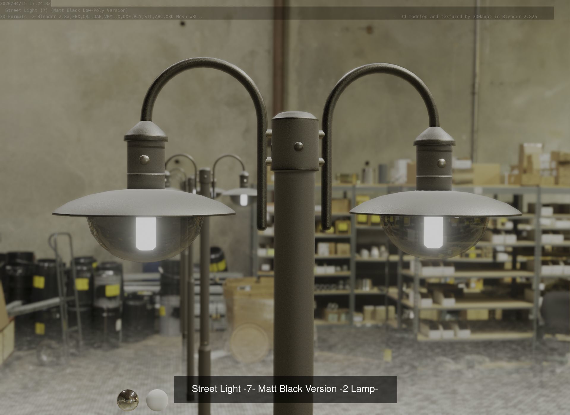 Street Light -7- Matt Black Version  3D Model Collection_1