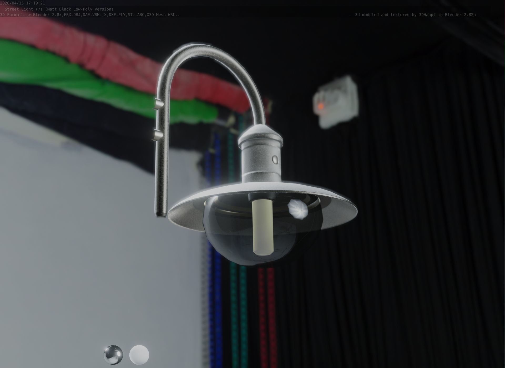 Street Light -7- Matt Black Version  3D Model Collection_104