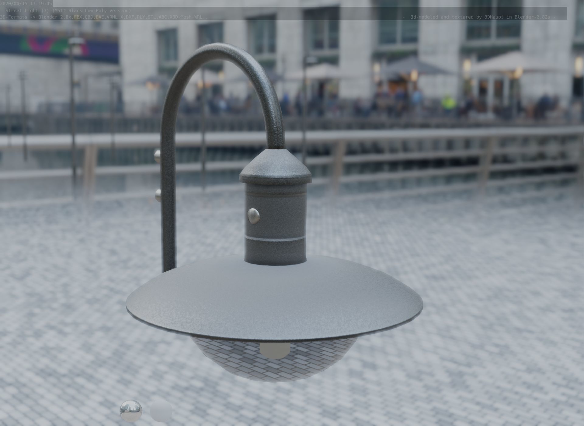 Street Light -7- Matt Black Version  3D Model Collection_120