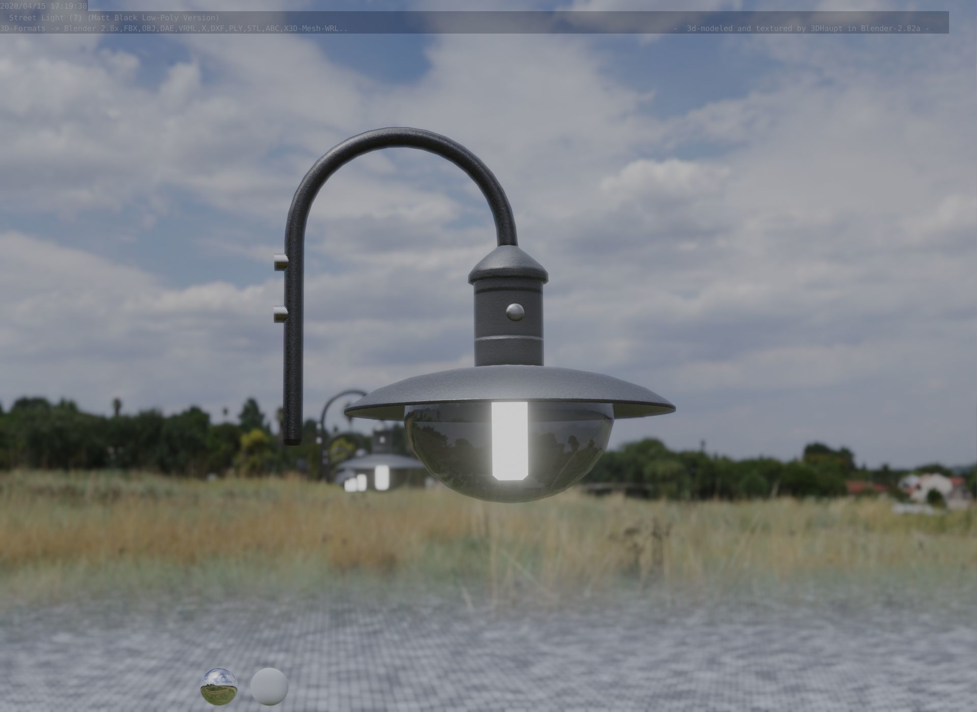 Street Light -7- Matt Black Version  3D Model Collection_110