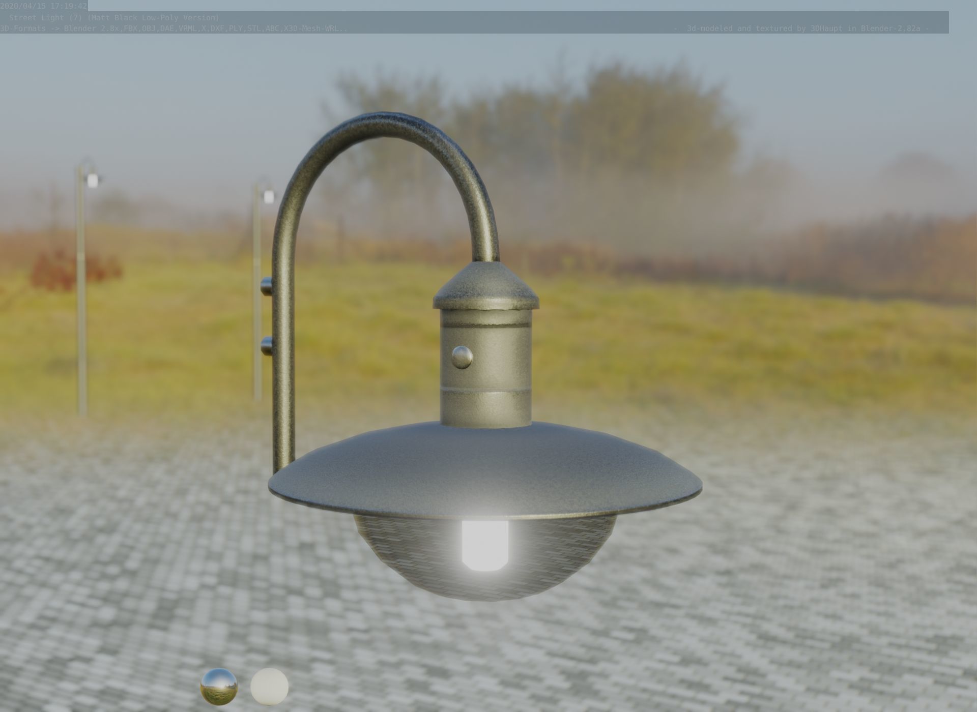 Street Light -7- Matt Black Version  3D Model Collection_119
