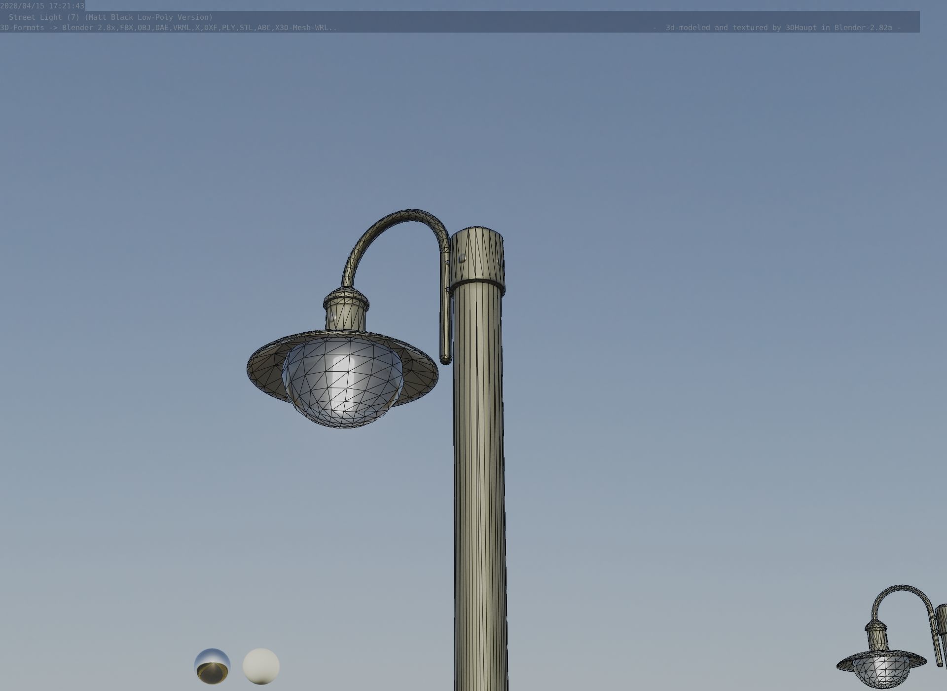 Street Light -7- Matt Black Version  3D Model Collection_16