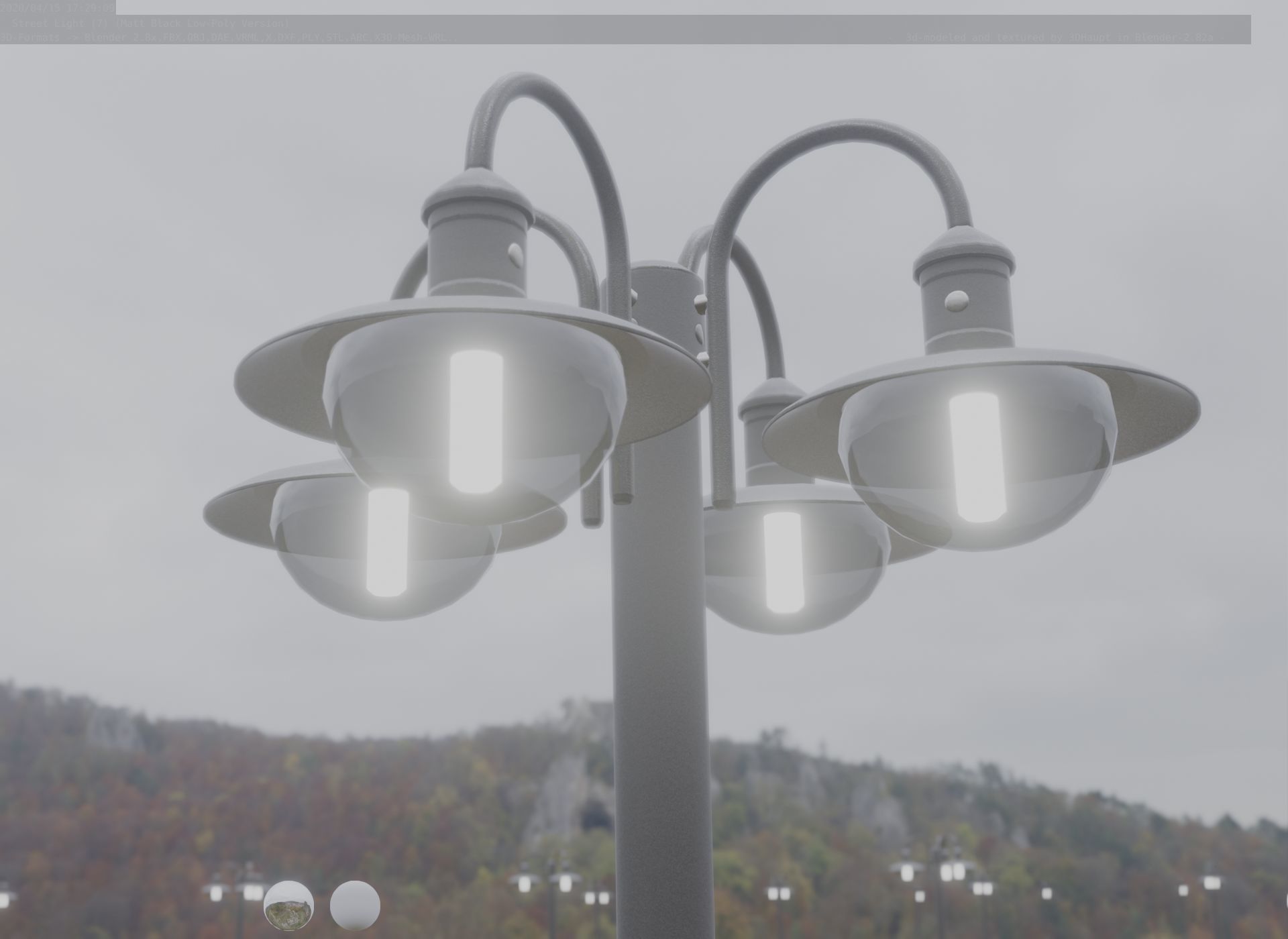 Street Light -7- Matt Black Version  3D Model Collection_76