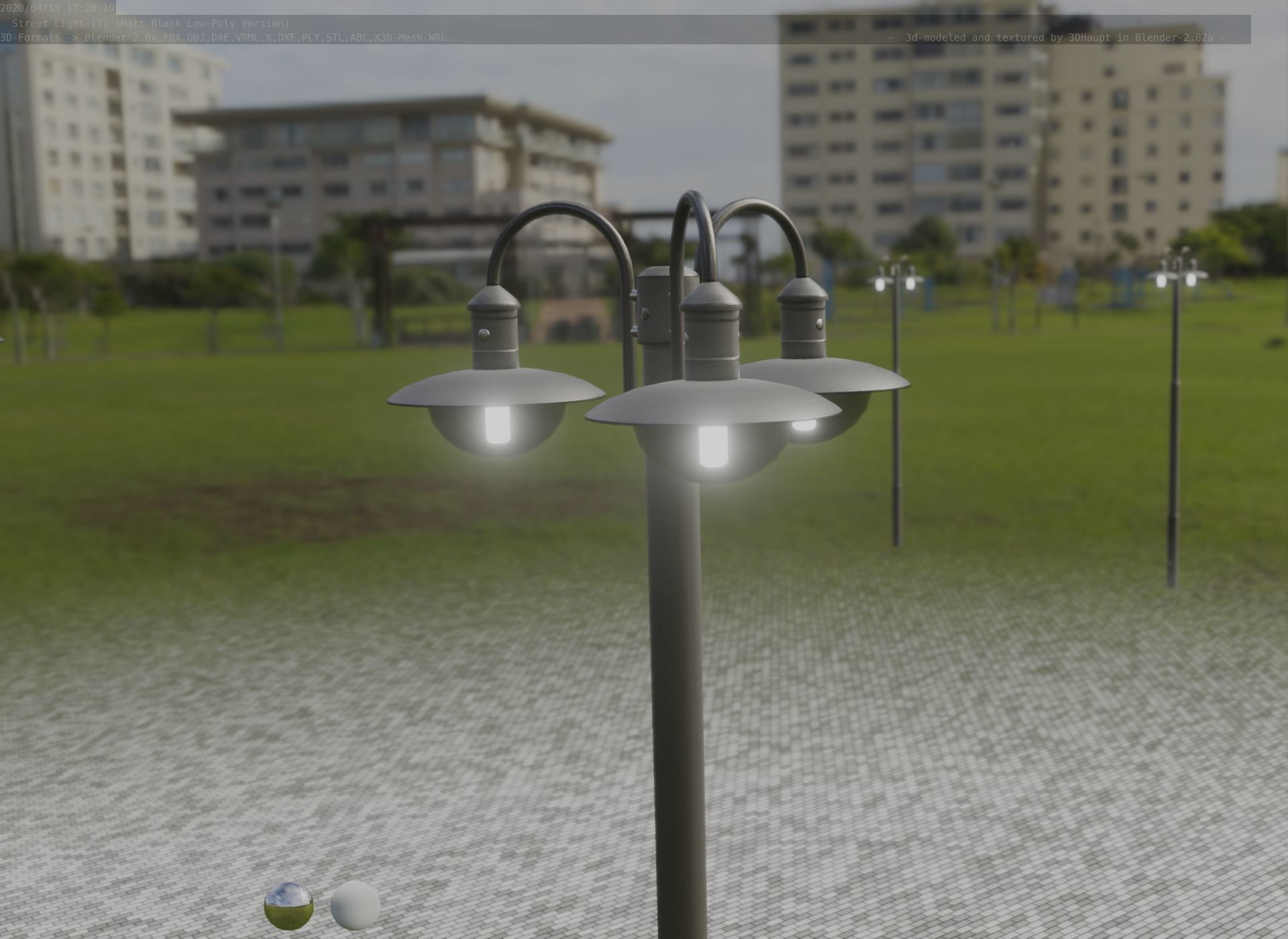 Street Light -7- Matt Black Version  3D Model Collection_67