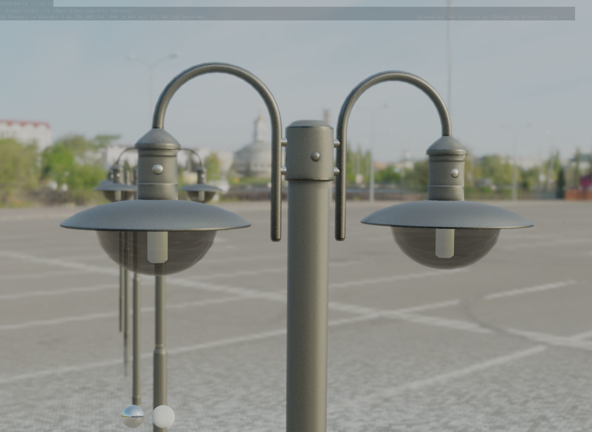 Street Light -7- Matt Black Version  3D Model Collection_50