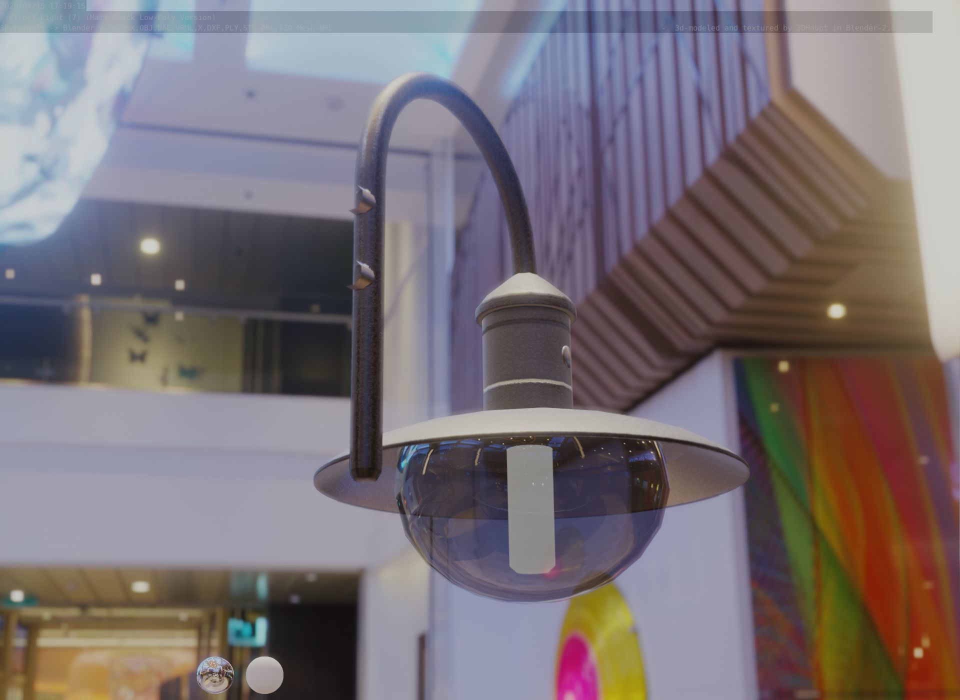 Street Light -7- Matt Black Version  3D Model Collection_100