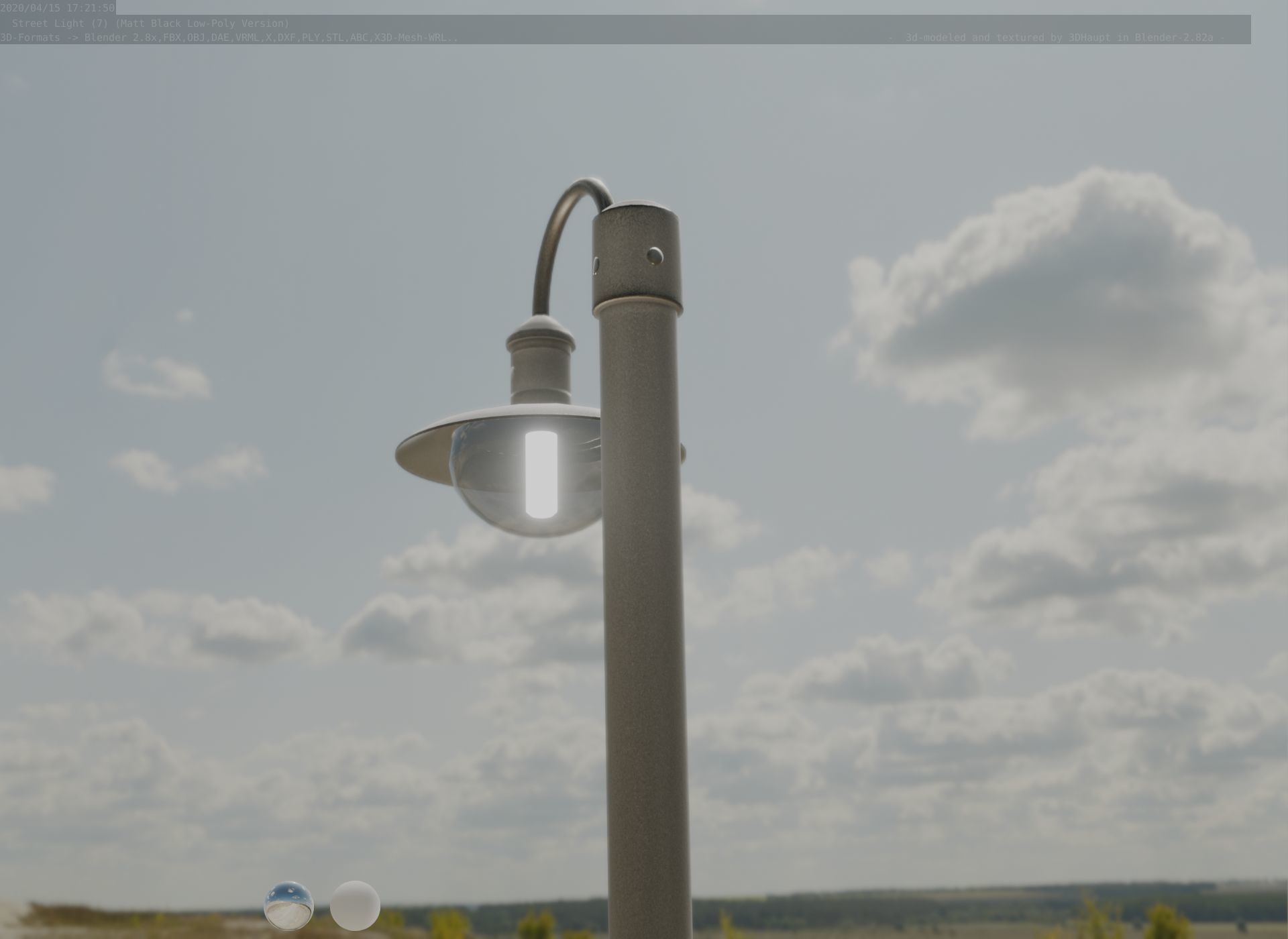Street Light -7- Matt Black Version  3D Model Collection_17