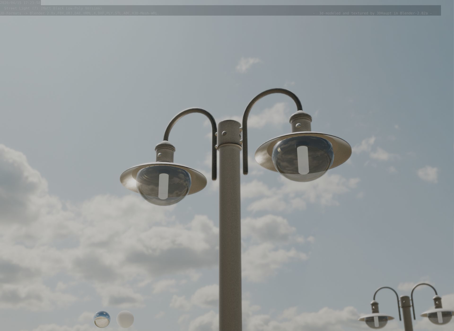 Street Light -7- Matt Black Version  3D Model Collection_29