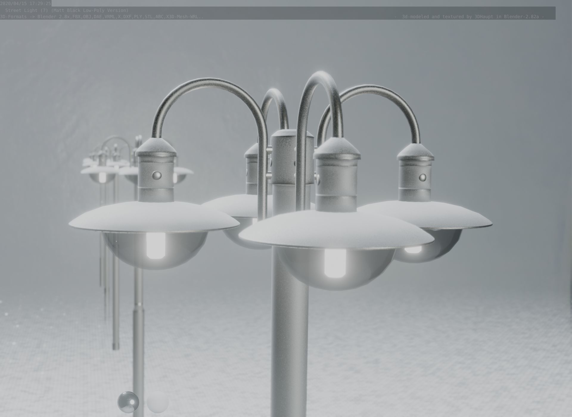 Street Light -7- Matt Black Version  3D Model Collection_82