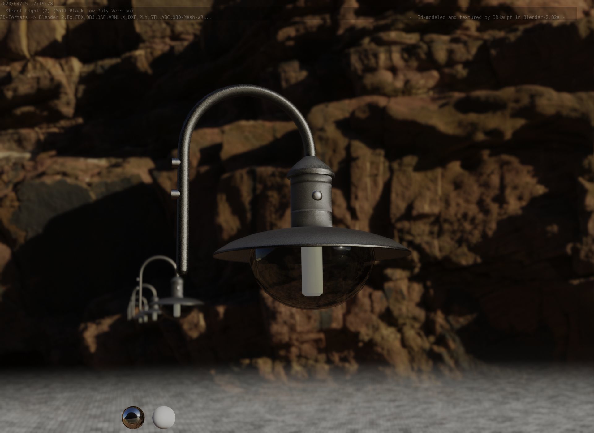 Street Light -7- Matt Black Version  3D Model Collection_108