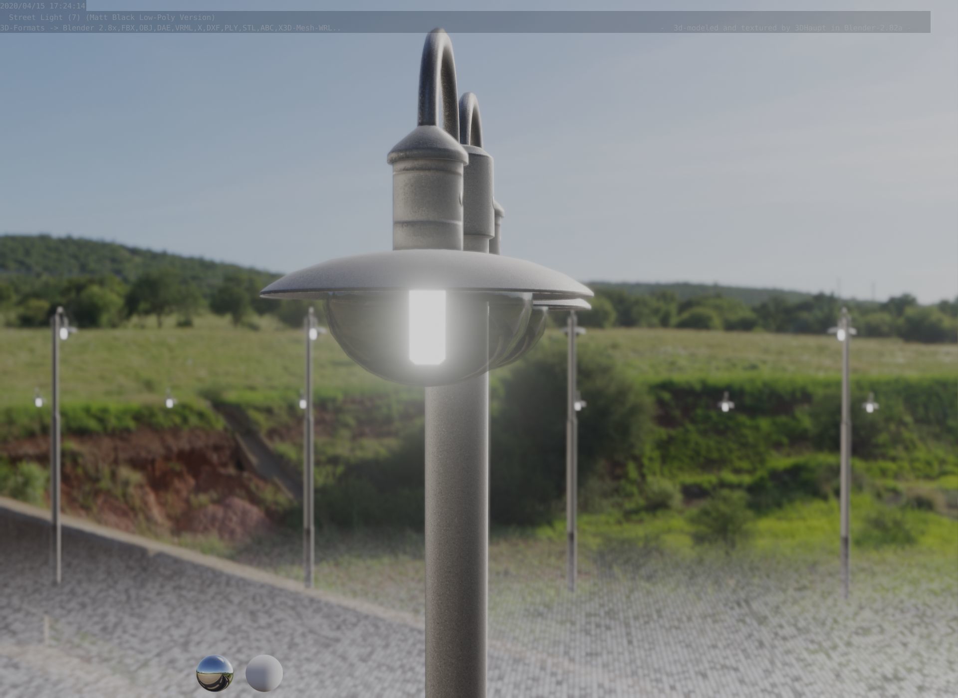 Street Light -7- Matt Black Version  3D Model Collection_42