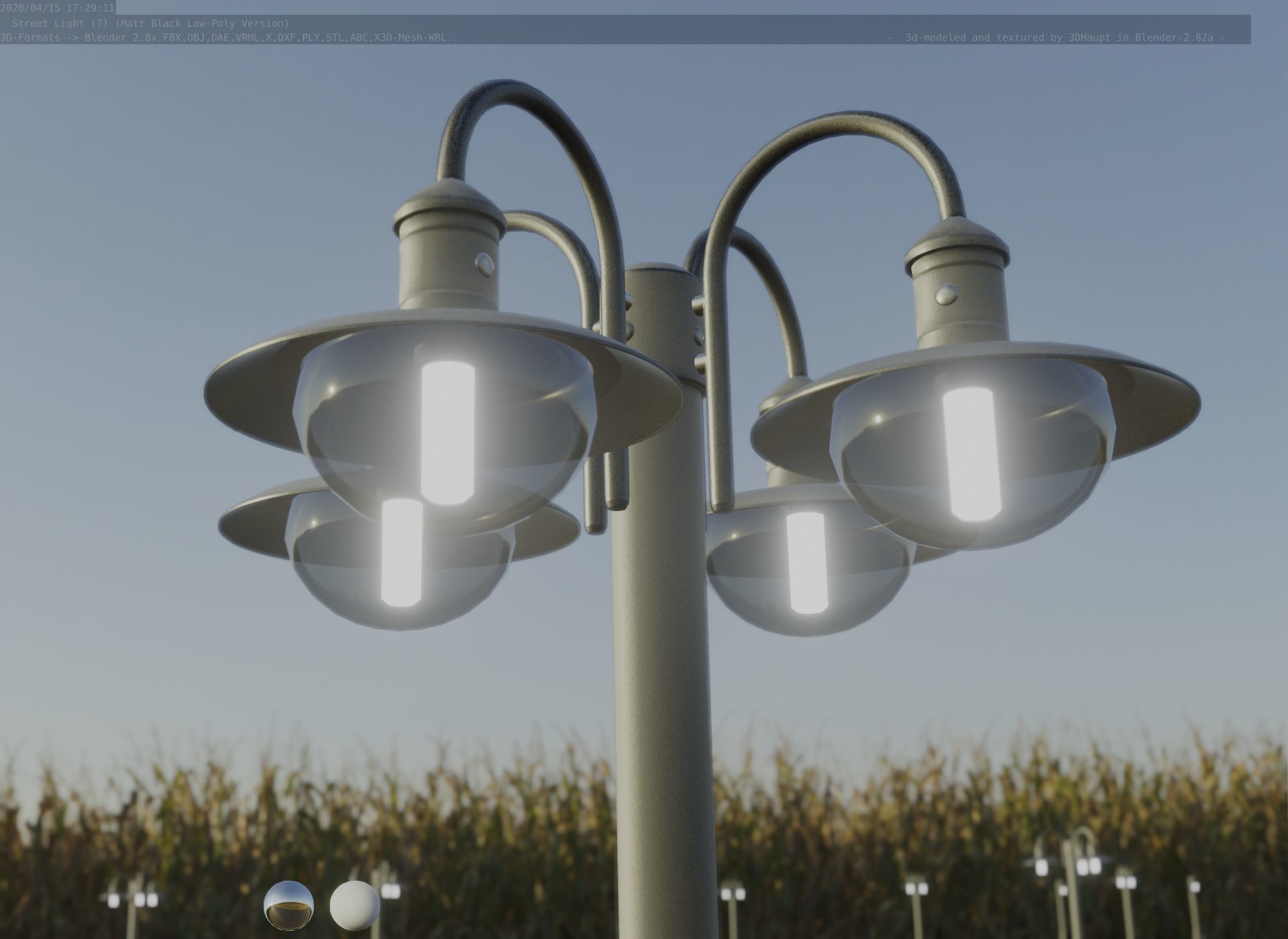 Street Light -7- Matt Black Version  3D Model Collection_79