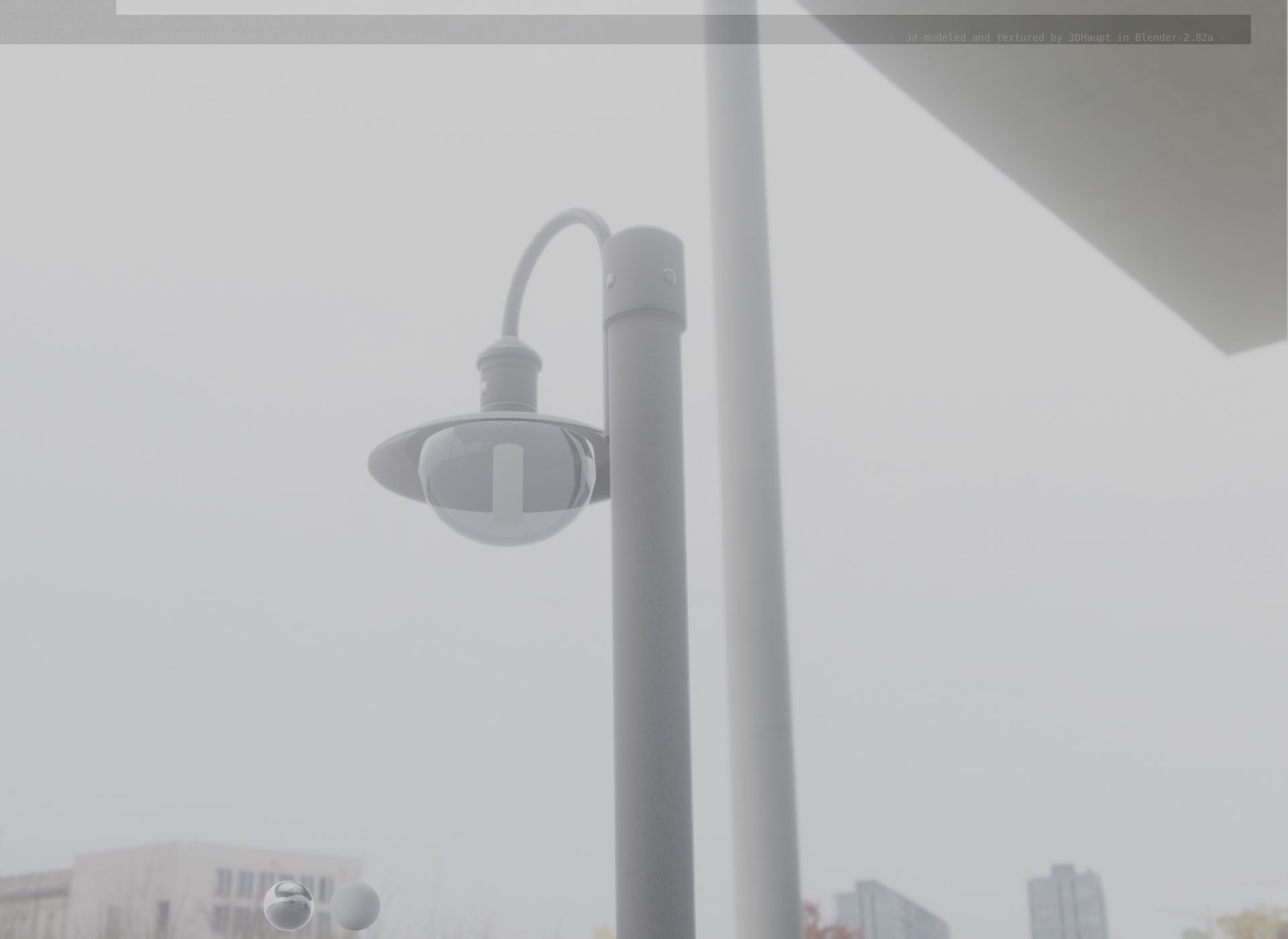 Street Light -7- Matt Black Version  3D Model Collection_14