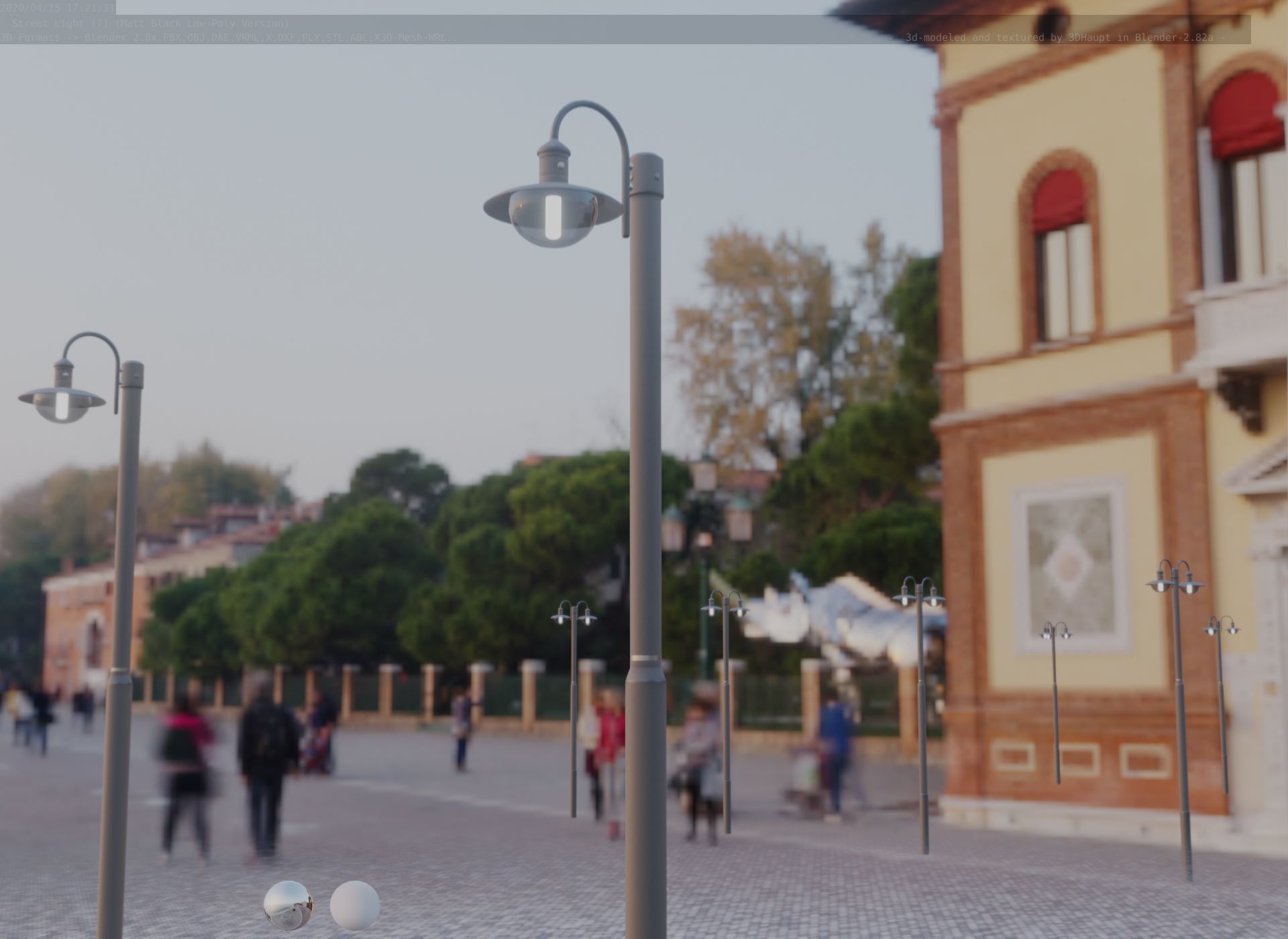 Street Light -7- Matt Black Version  3D Model Collection_6