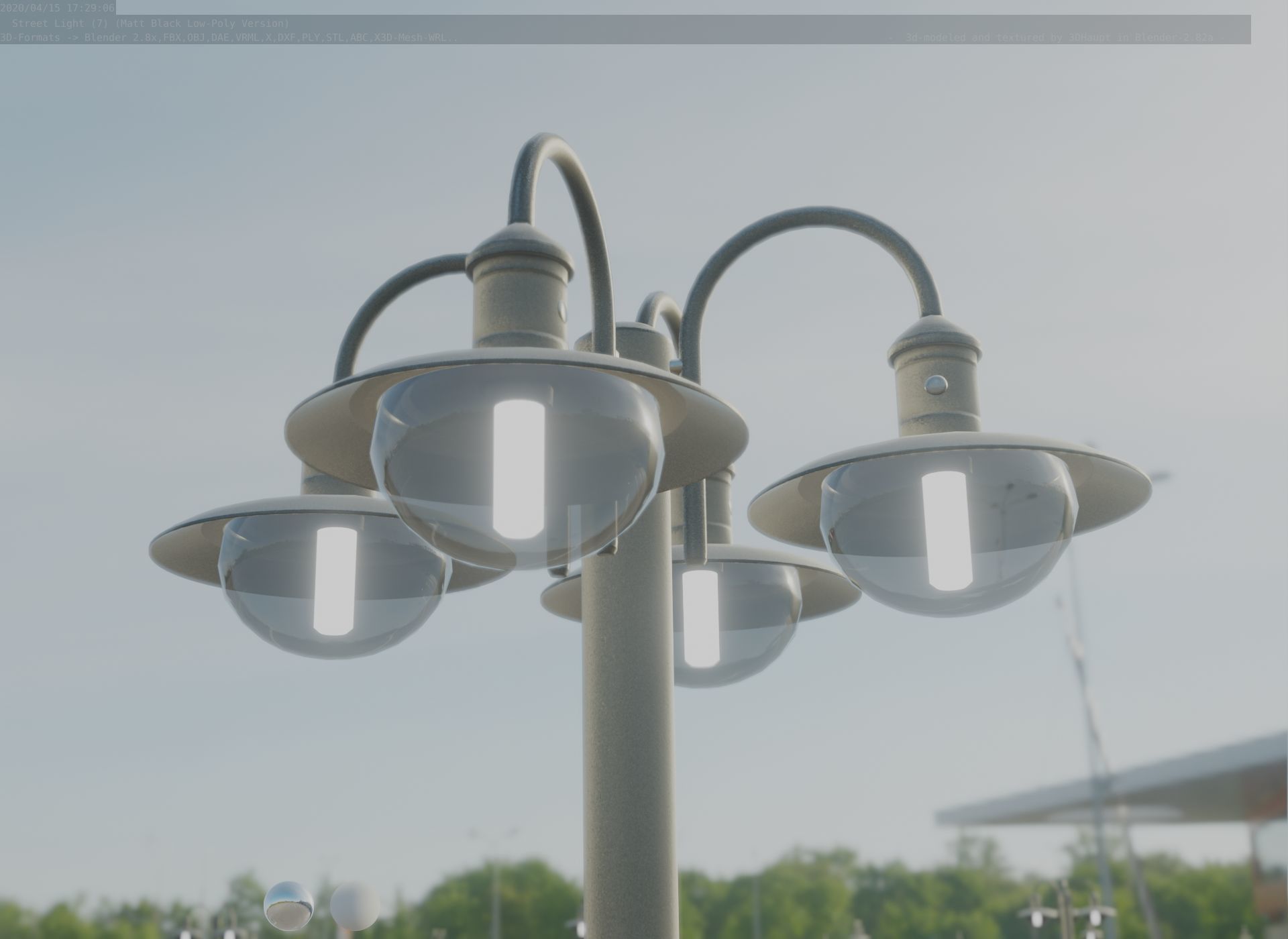 Street Light -7- Matt Black Version  3D Model Collection_70