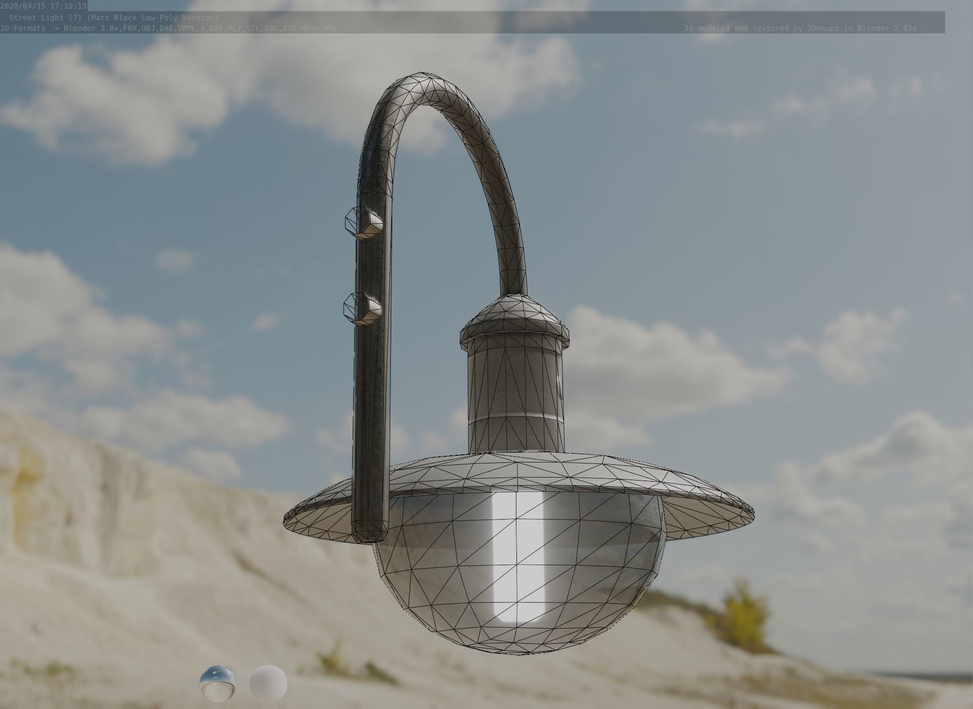 Street Light -7- Matt Black Version  3D Model Collection_98