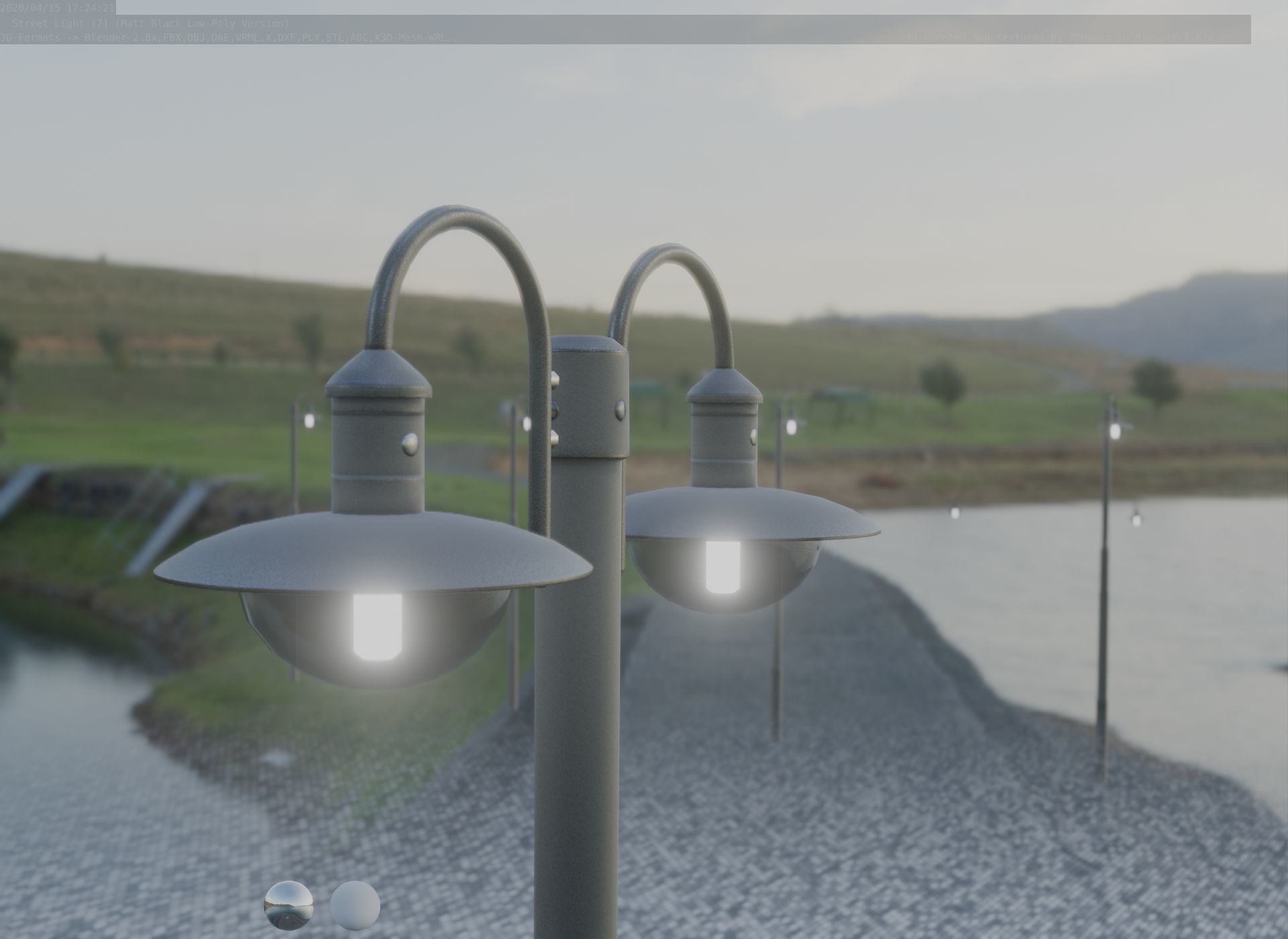 Street Light -7- Matt Black Version  3D Model Collection_41