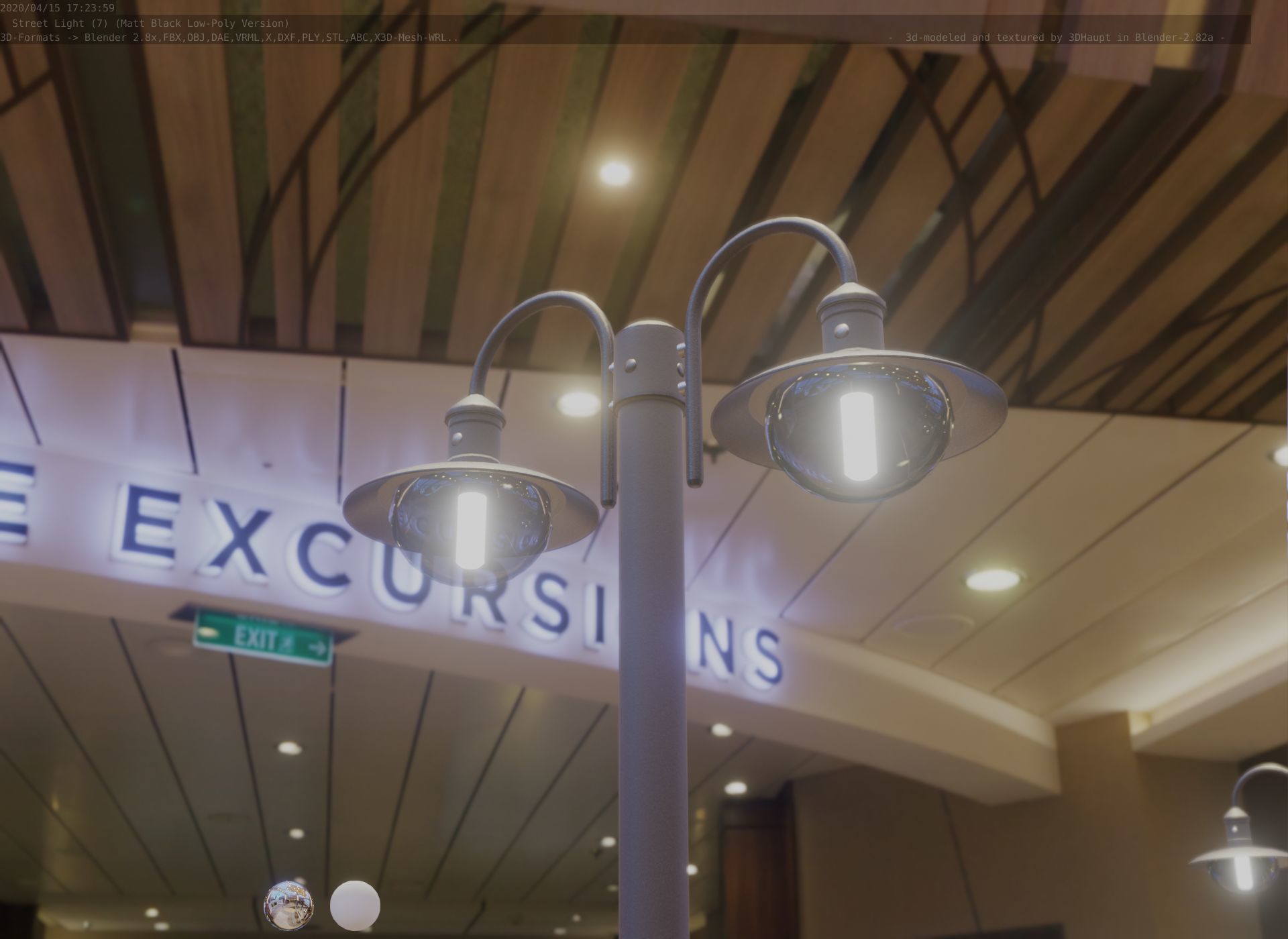 Street Light -7- Matt Black Version  3D Model Collection_32