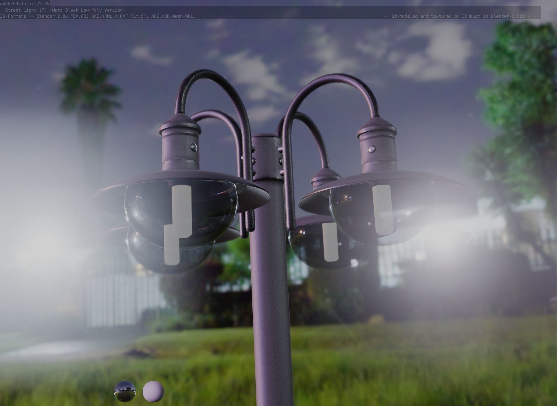 Street Light -7- Matt Black Version  3D Model Collection_91
