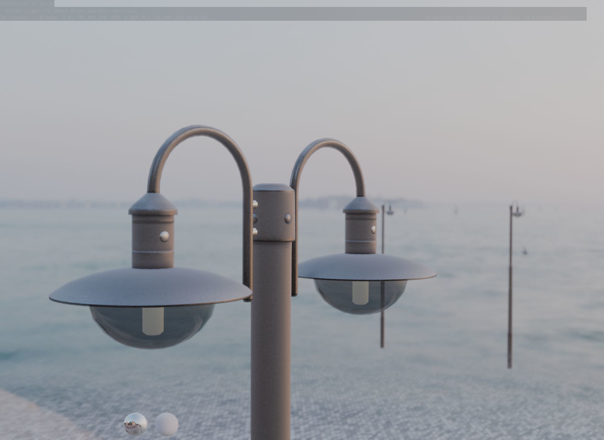 Street Light -7- Matt Black Version  3D Model Collection_44