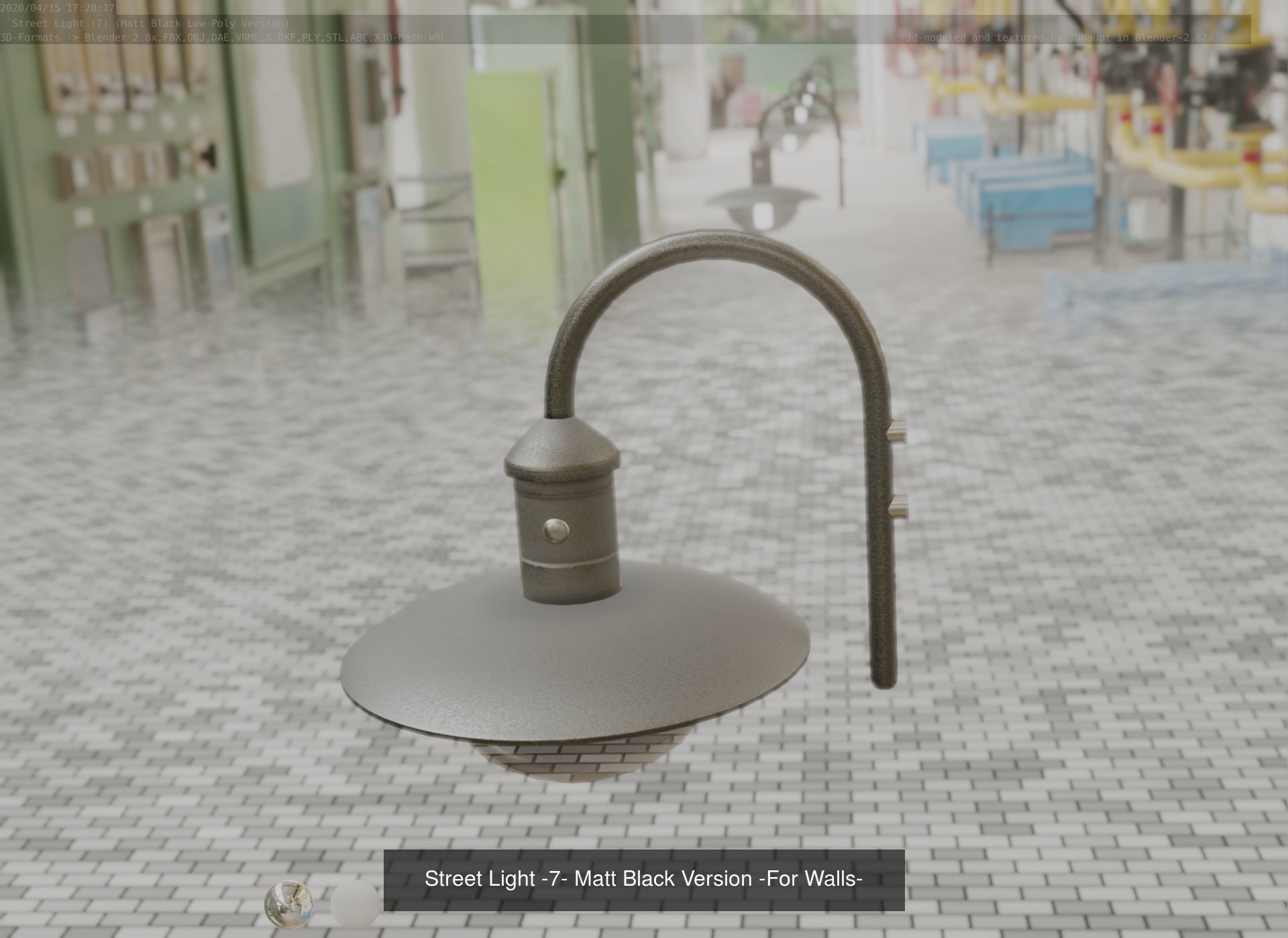 Street Light -7- Matt Black Version  3D Model Collection_2