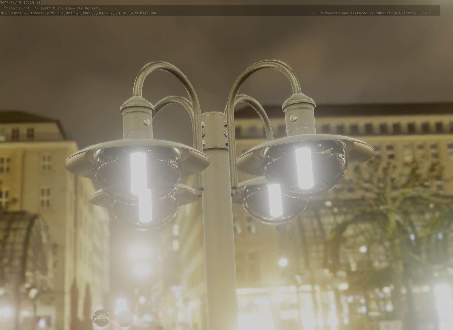 Street Light -7- Matt Black Version  3D Model Collection_92