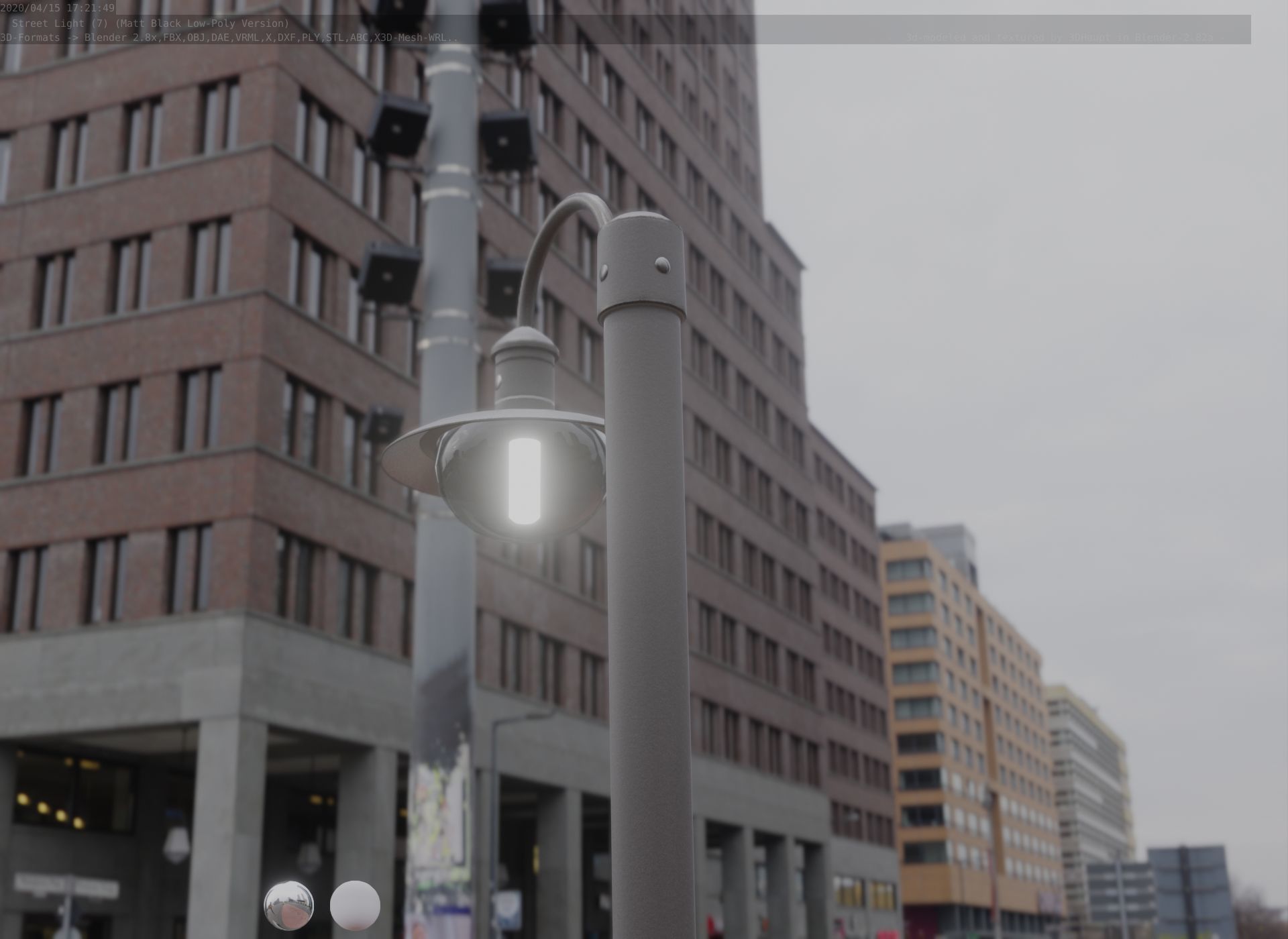 Street Light -7- Matt Black Version  3D Model Collection_15