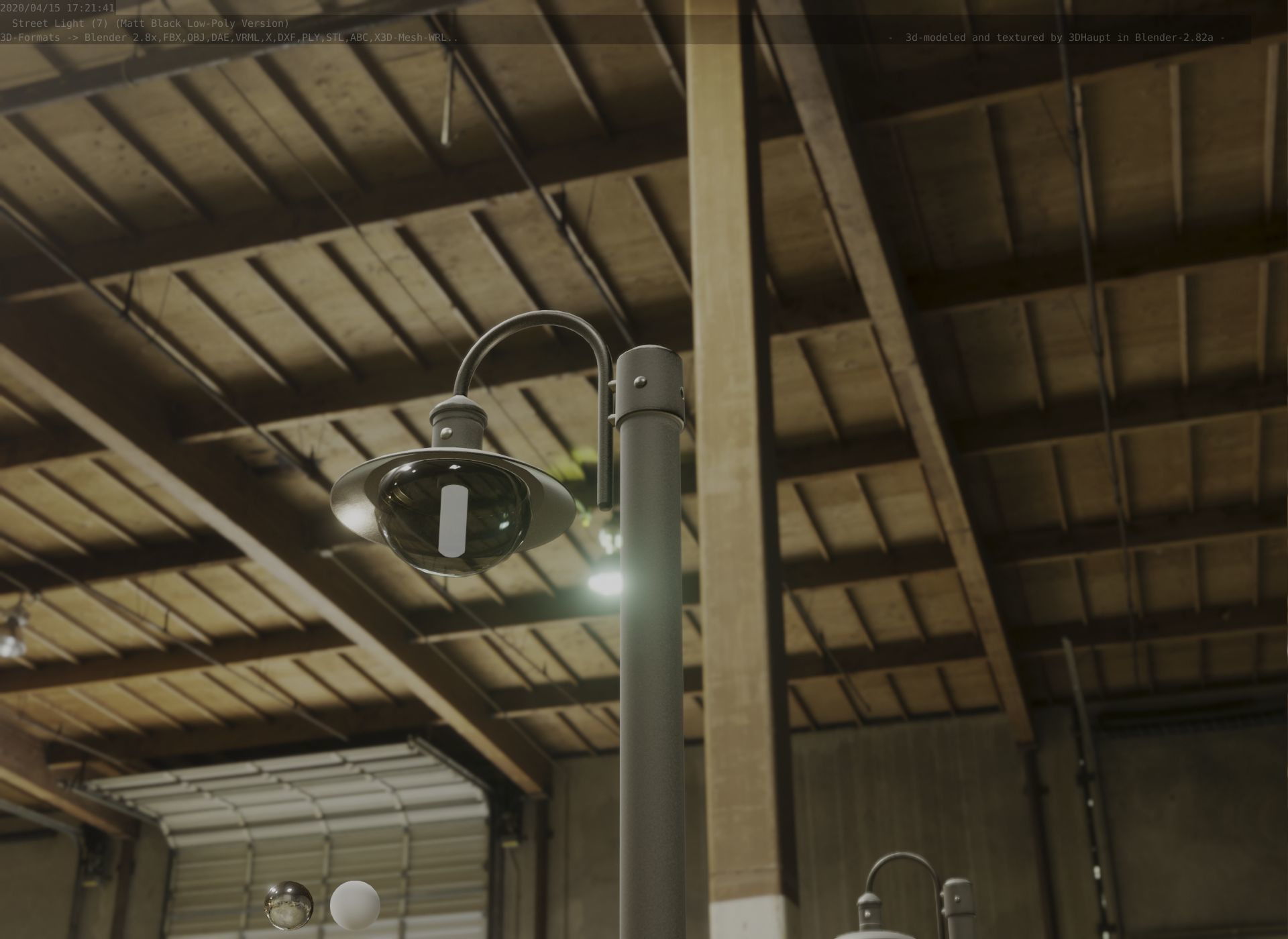 Street Light -7- Matt Black Version  3D Model Collection_10