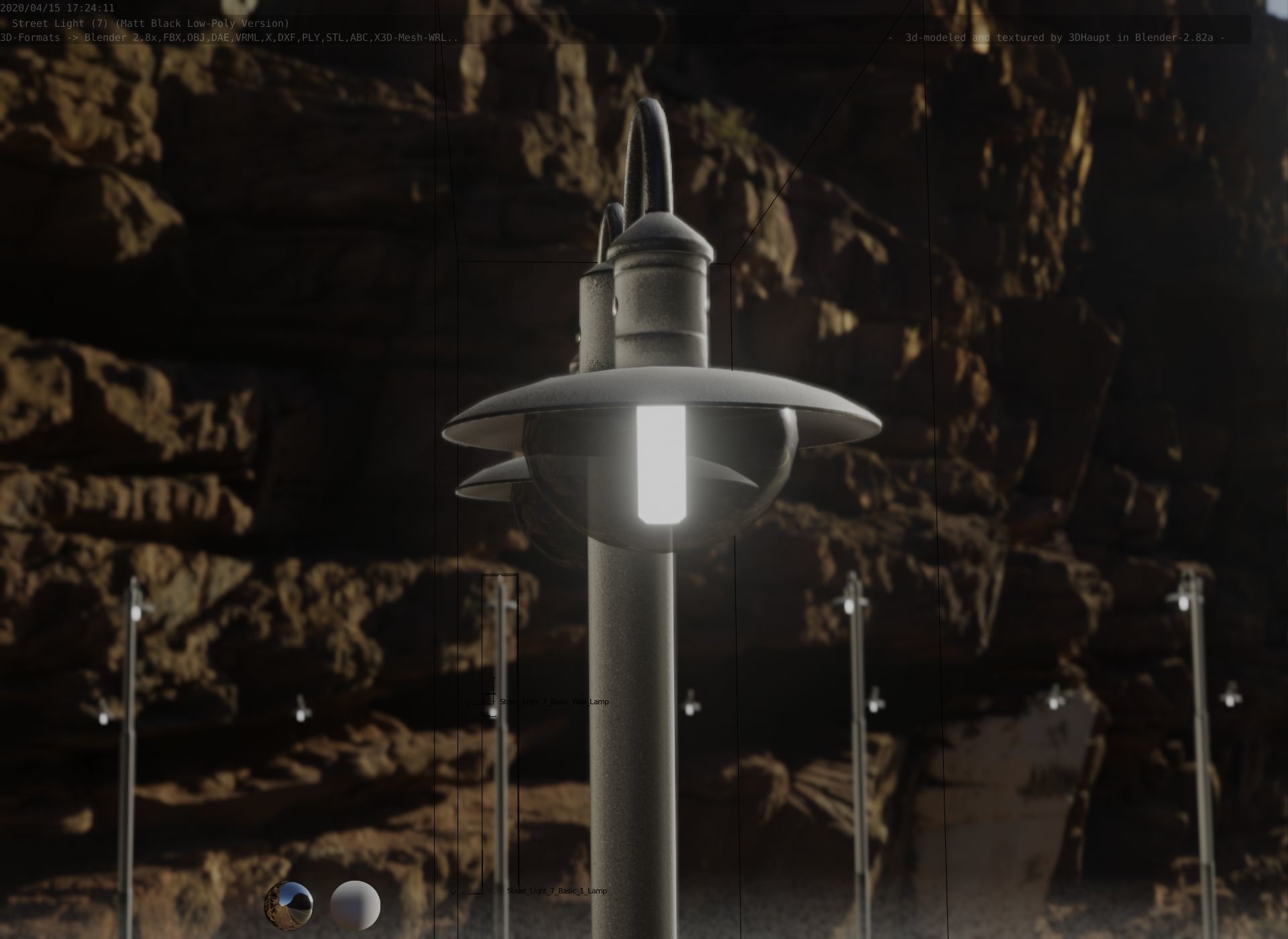 Street Light -7- Matt Black Version  3D Model Collection_34