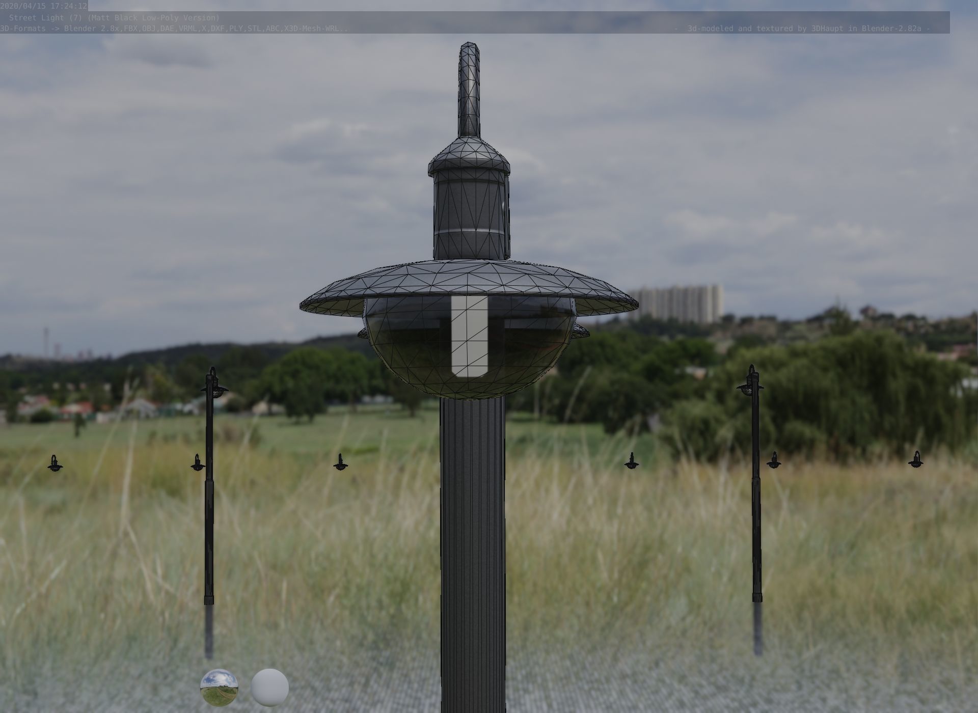 Street Light -7- Matt Black Version  3D Model Collection_39