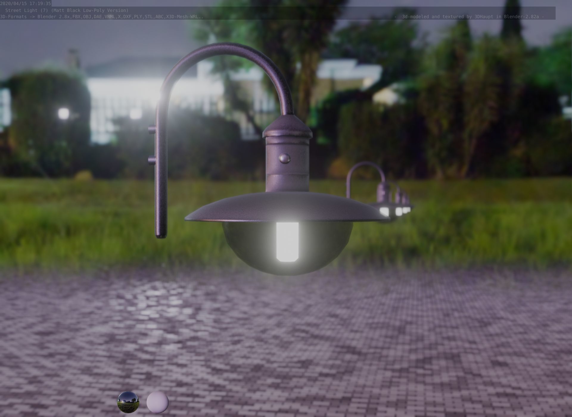 Street Light -7- Matt Black Version  3D Model Collection_114