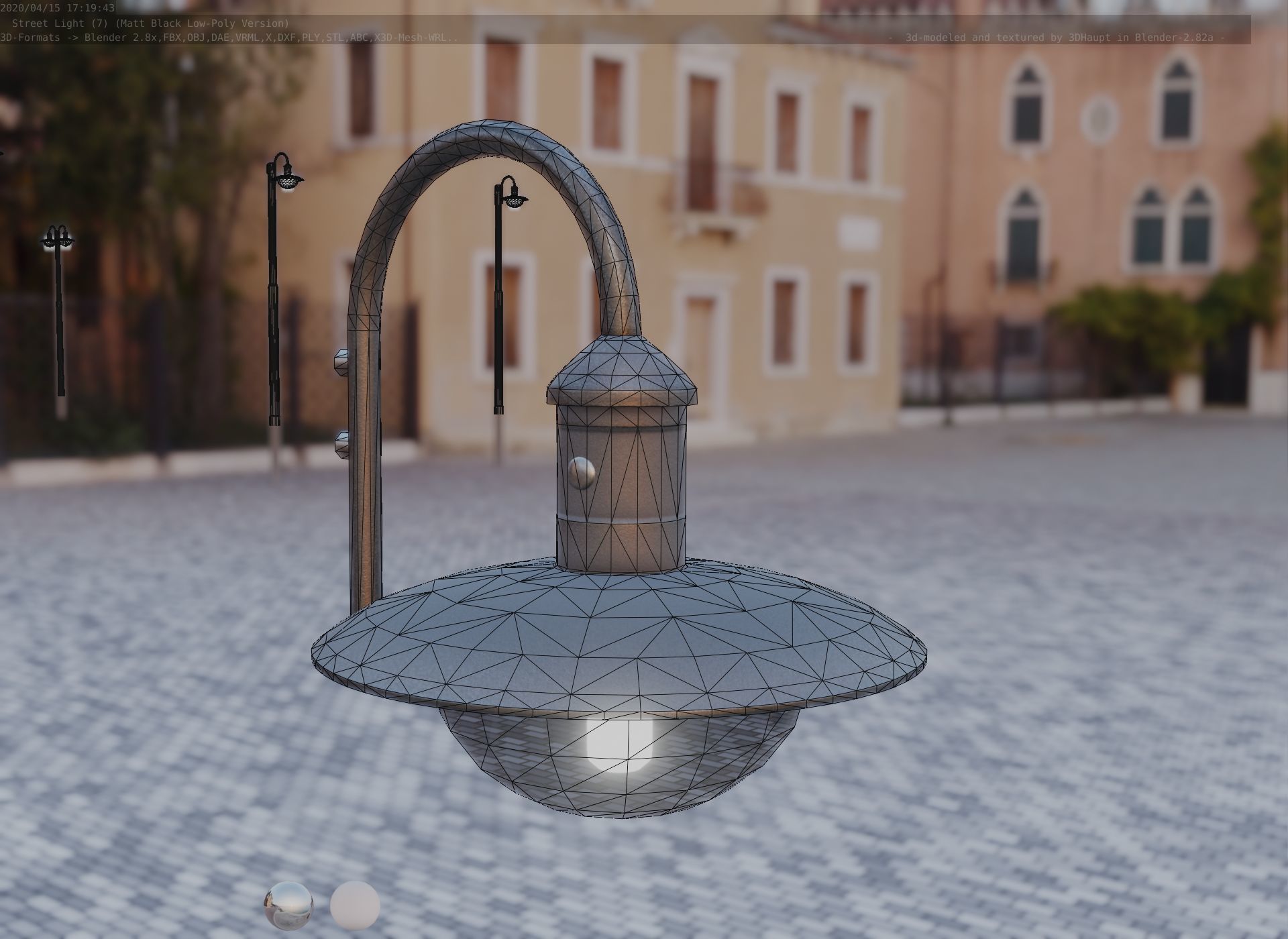 Street Light -7- Matt Black Version  3D Model Collection_121