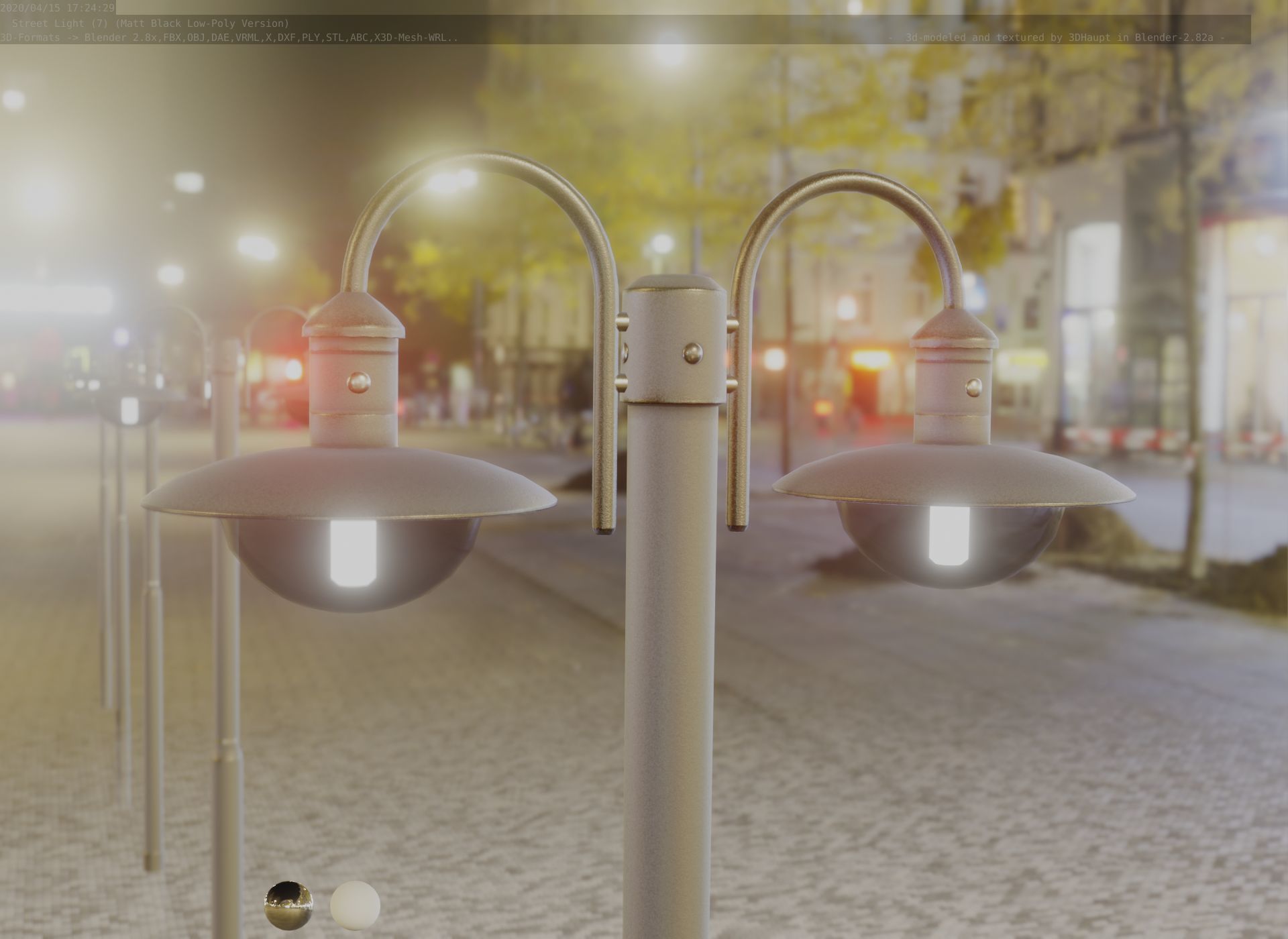 Street Light -7- Matt Black Version  3D Model Collection_49