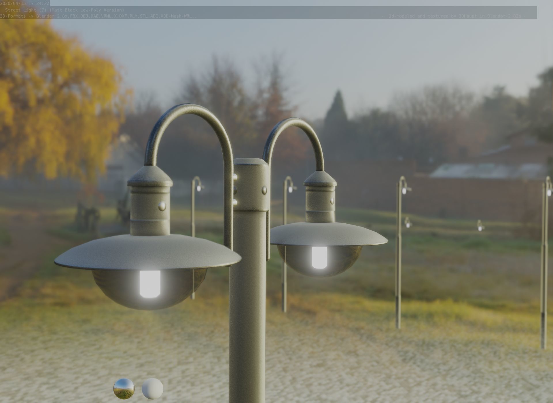 Street Light -7- Matt Black Version  3D Model Collection_43